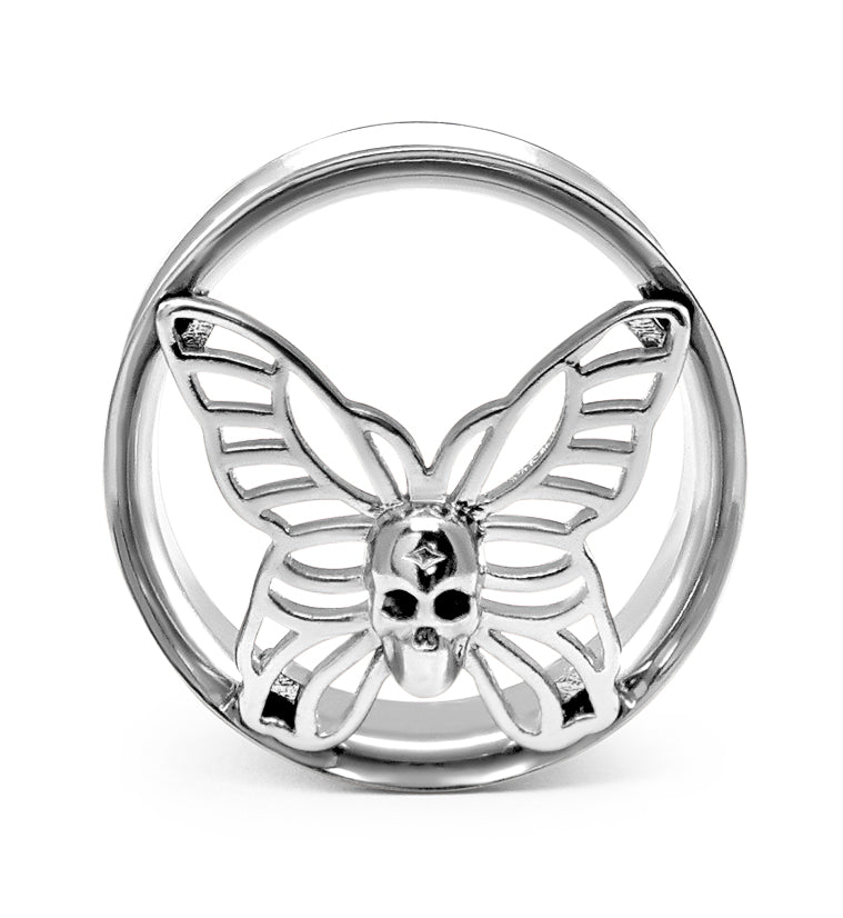 Death Moth Stainless Steel Double Flare Tunnel Plugs