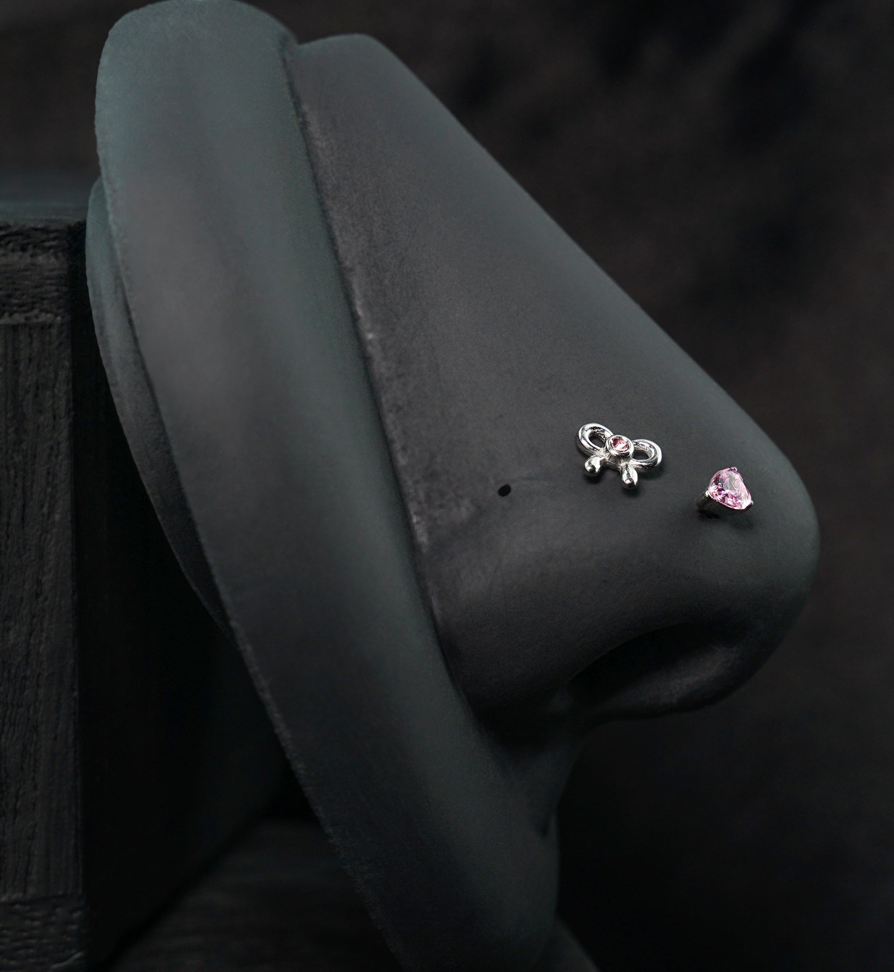 Demure Pink CZ Stainless Steel L Bend/Stud/Hoop Variety Pack (6 Pack)