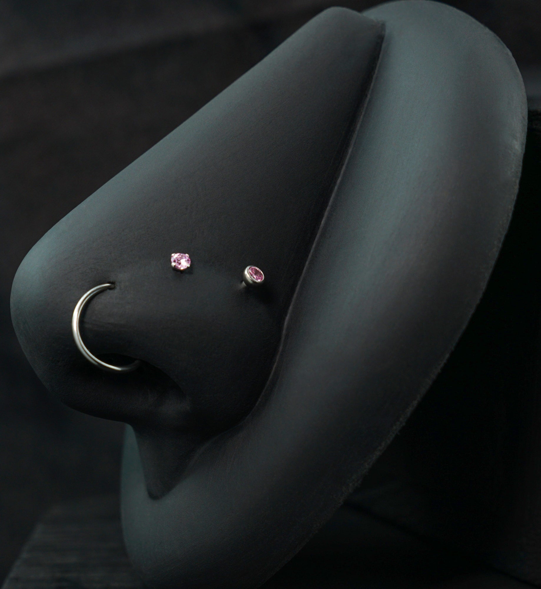 Demure Pink CZ Stainless Steel L Bend/Stud/Hoop Variety Pack (6 Pack)