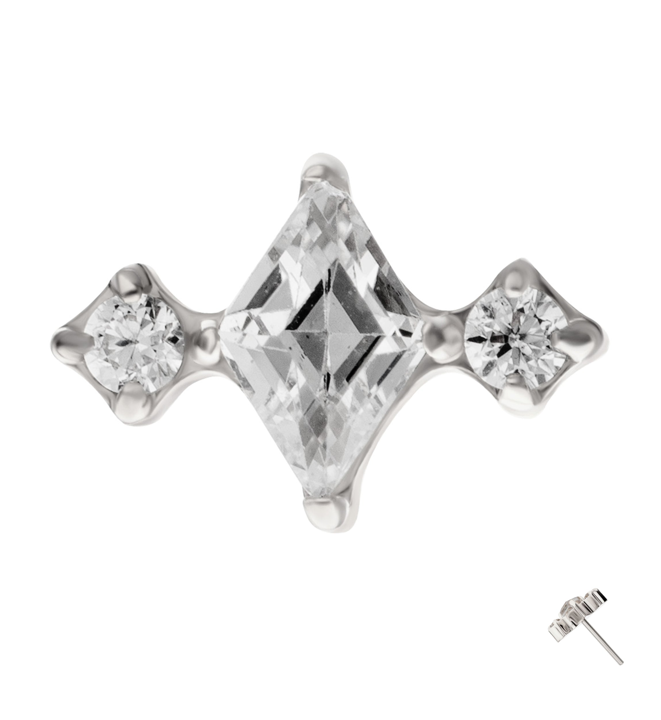 Diamond Bloom Clear CZ Titanium Threadless Top