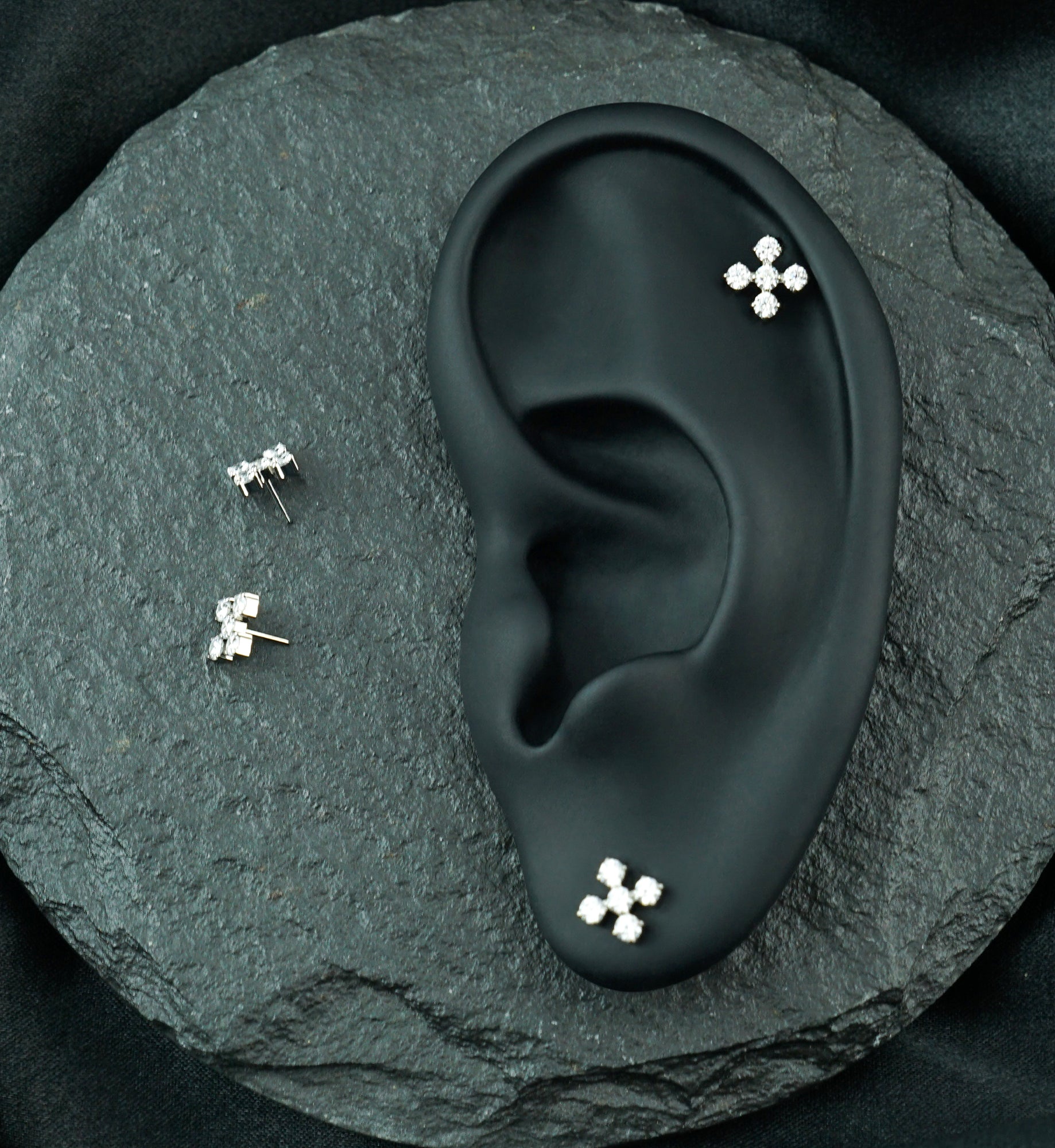 Dice Five Clear CZ Titanium Threadless Top