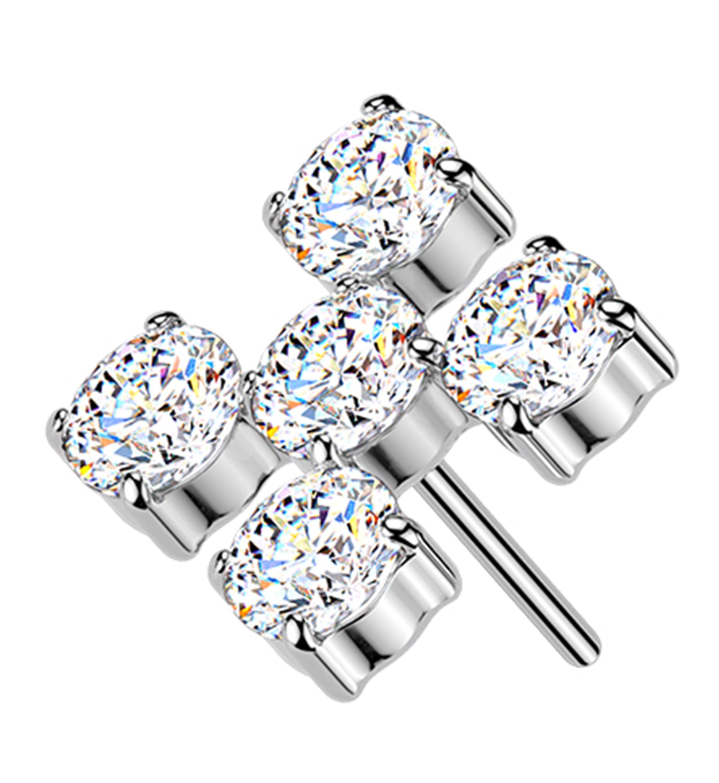 Dice Five Clear CZ Titanium Threadless Top
