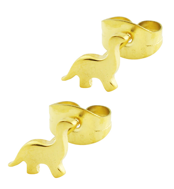 Gold PVD Dinosaur Stainless Steel Stud Earrings