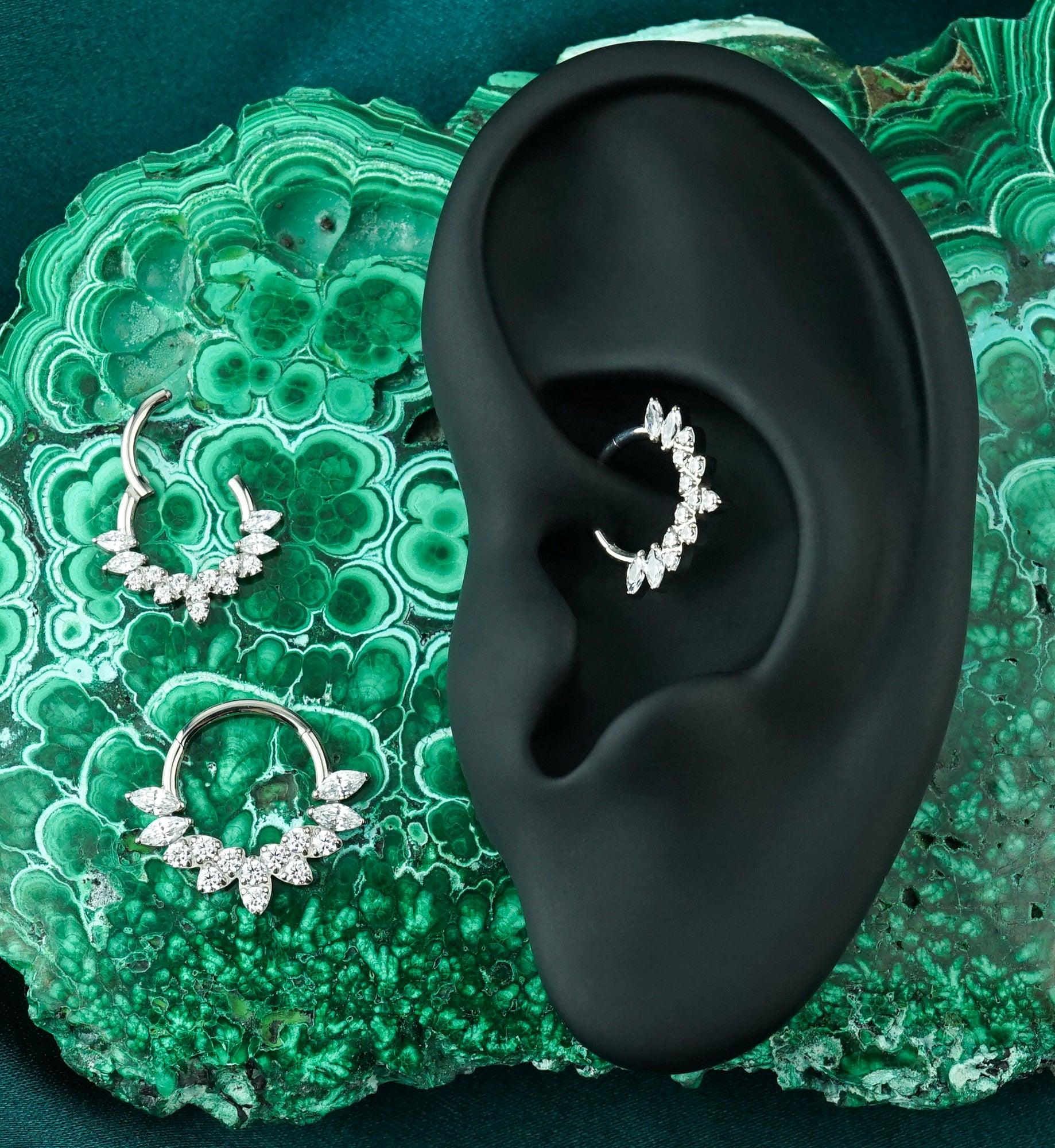 Divine Clear CZ Titanium Hinged Segment Ring