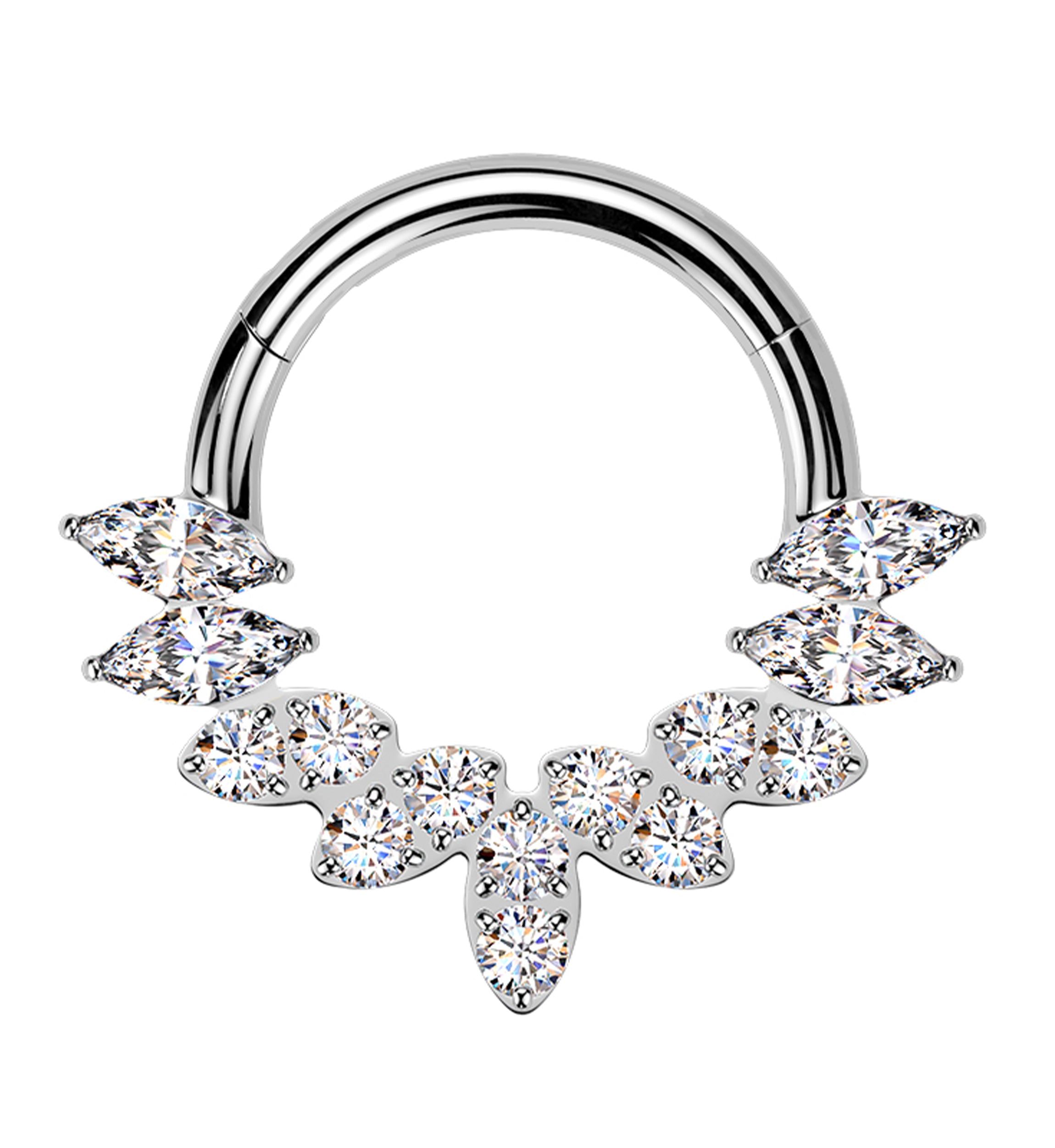 Divine Clear CZ Titanium Hinged Segment Ring