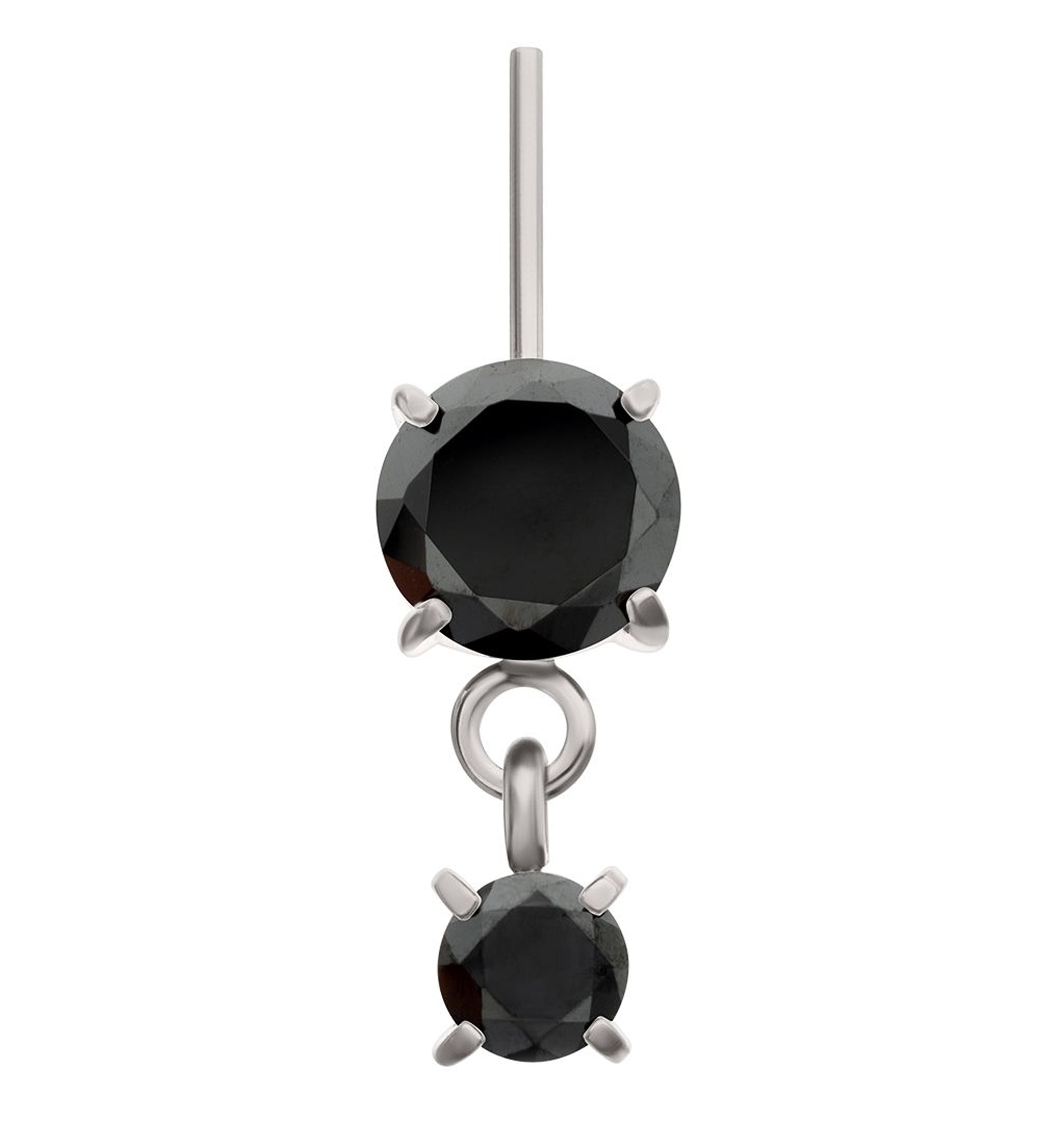 Double Black CZ Dangle Vertical Titanium Threadless Top