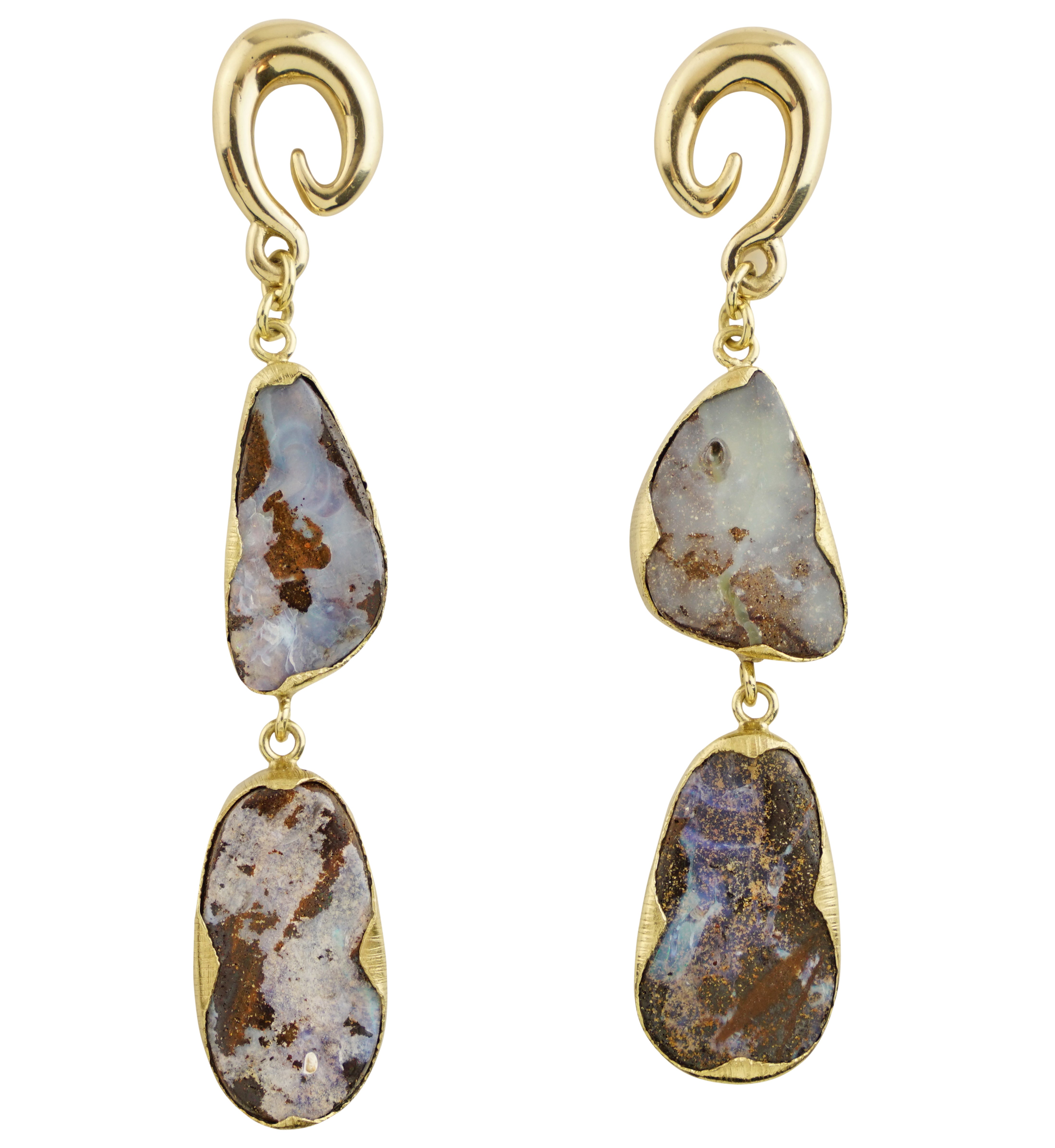 Double Boulder Opal Brass Ear Weights/Hangers Version 7