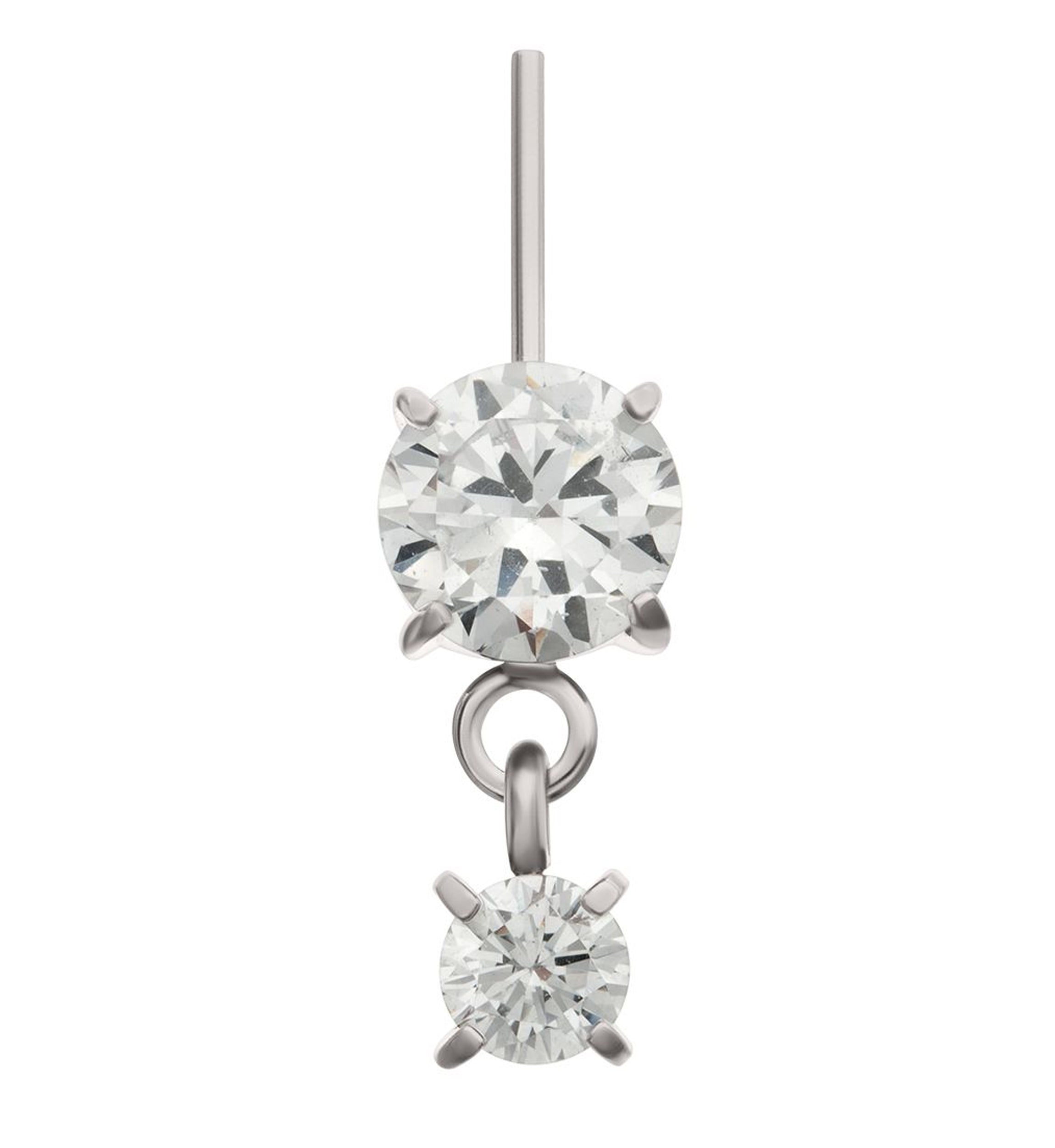 Double Clear CZ Dangle Vertical Titanium Threadless Top