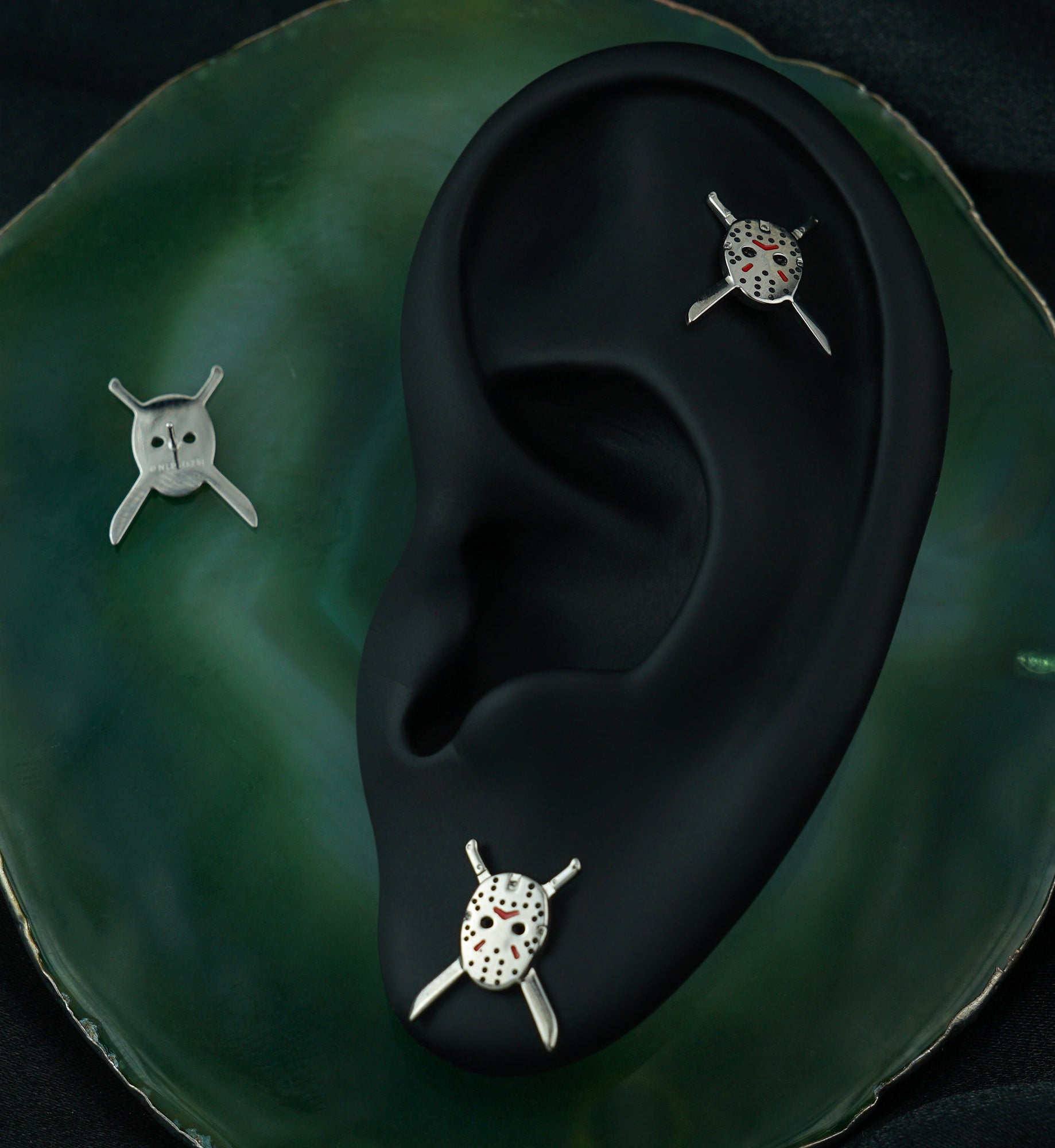 Double Crossed Machetes Friday The 13th Jason Mask Titanium Threadless Top