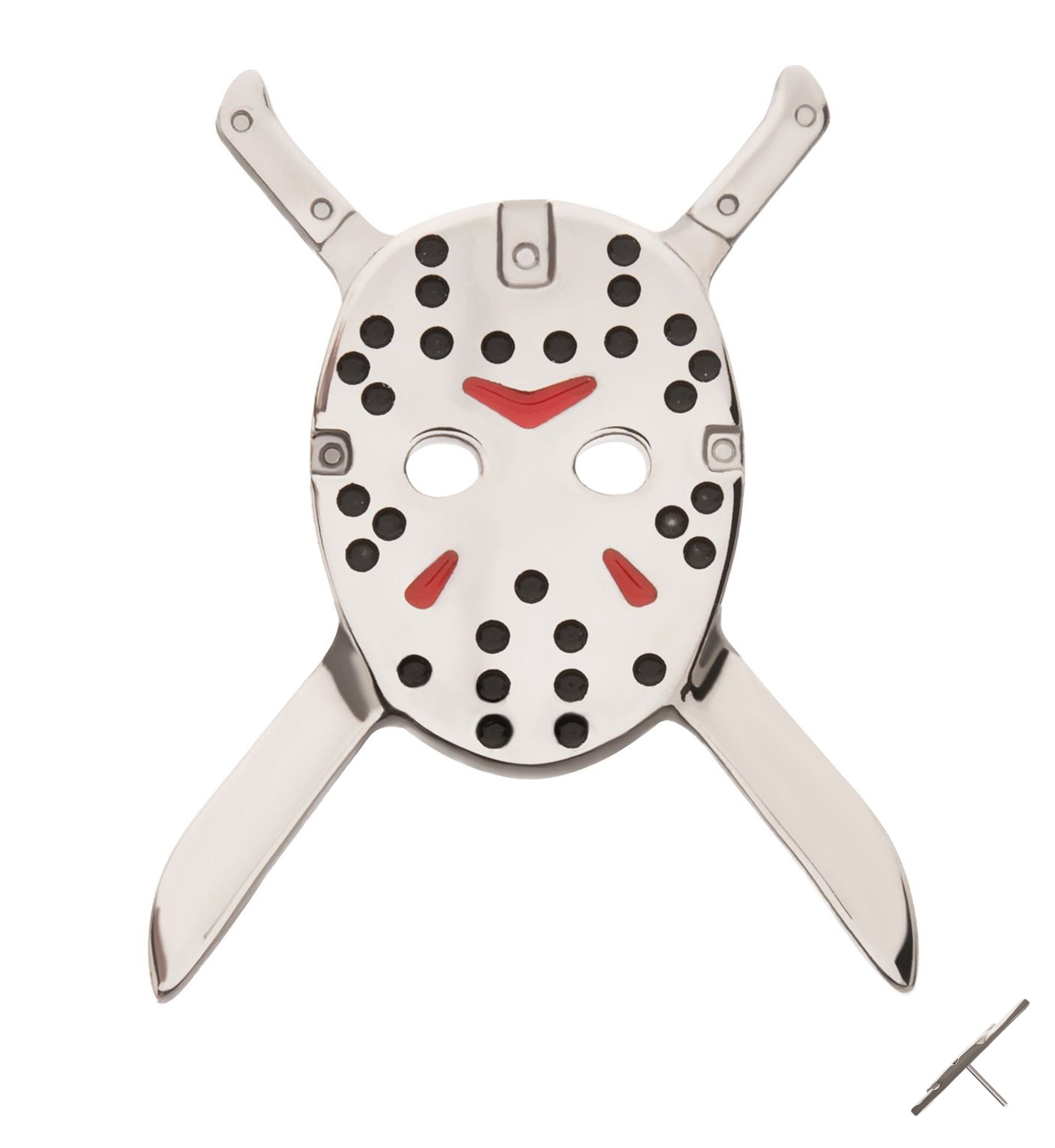 Double Crossed Machetes Friday The 13th Jason Mask Titanium Threadless Top