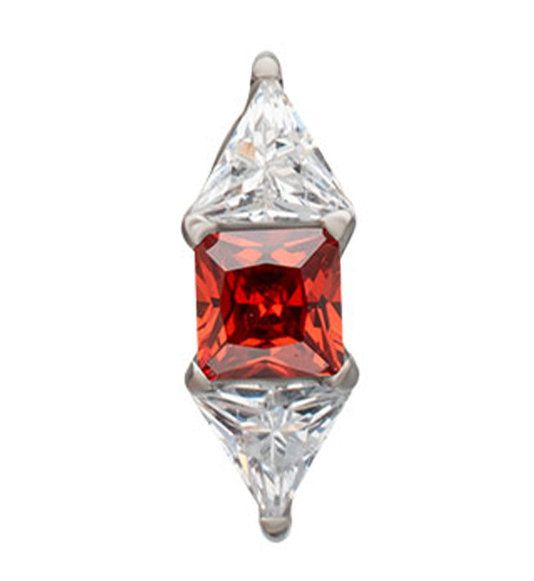 Double-Edged Garnet  CZ Titanium Threadless Top
