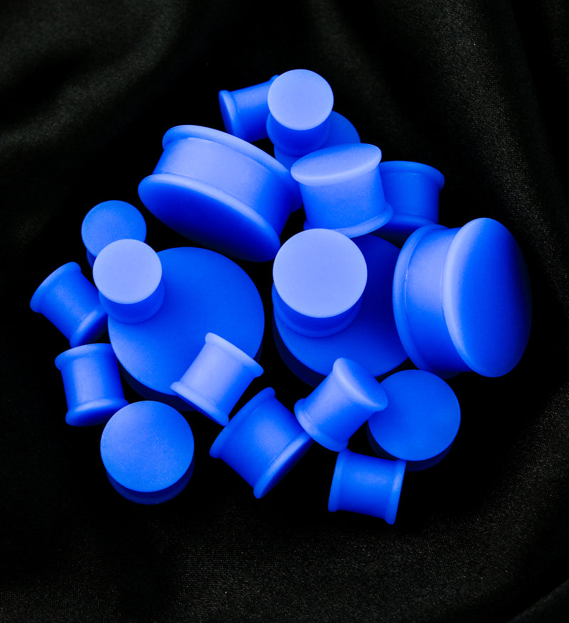 Double Flare Matte Blue Silicone Plugs