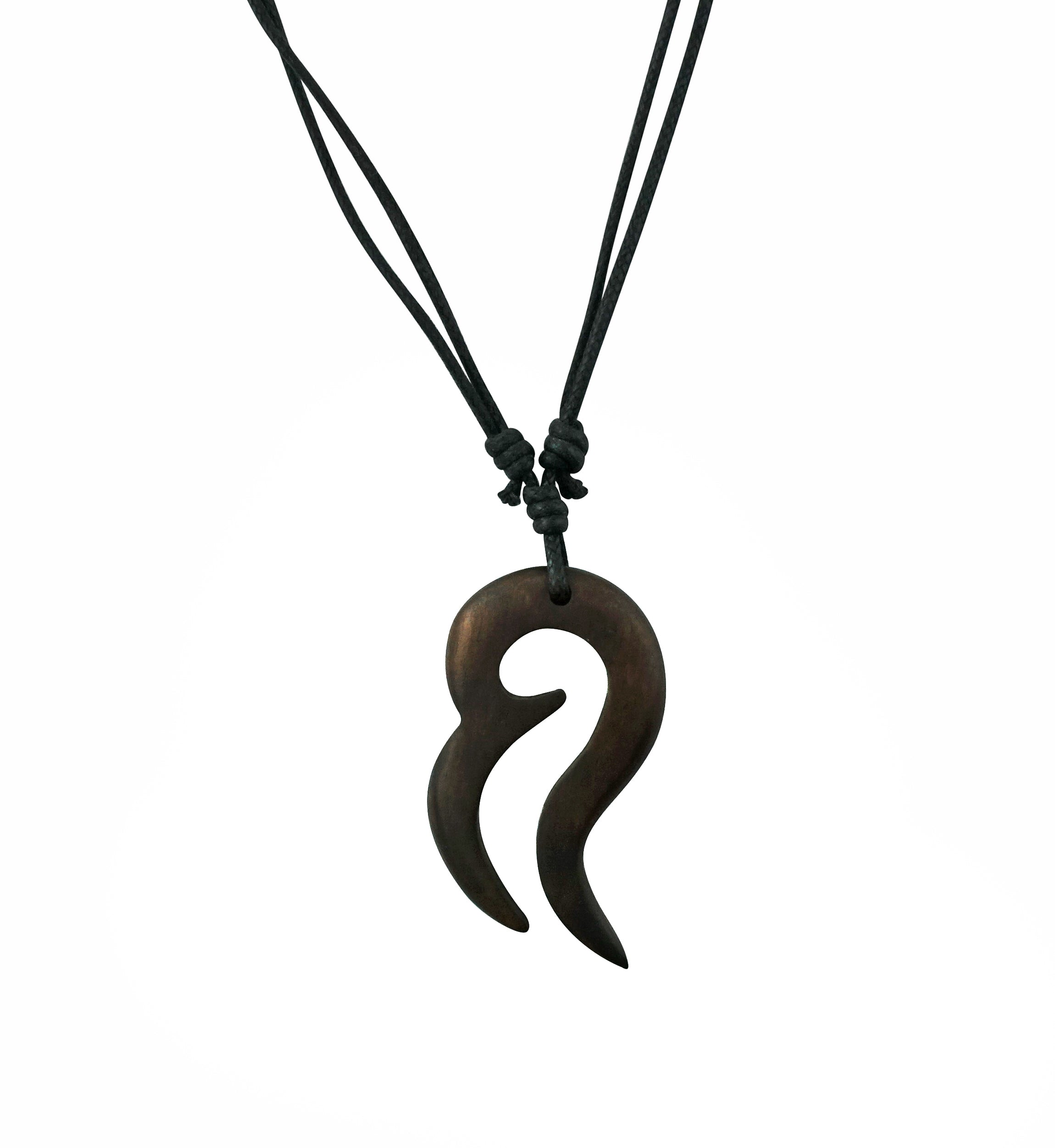 Double Spiral Narra Wood Pendant Necklace