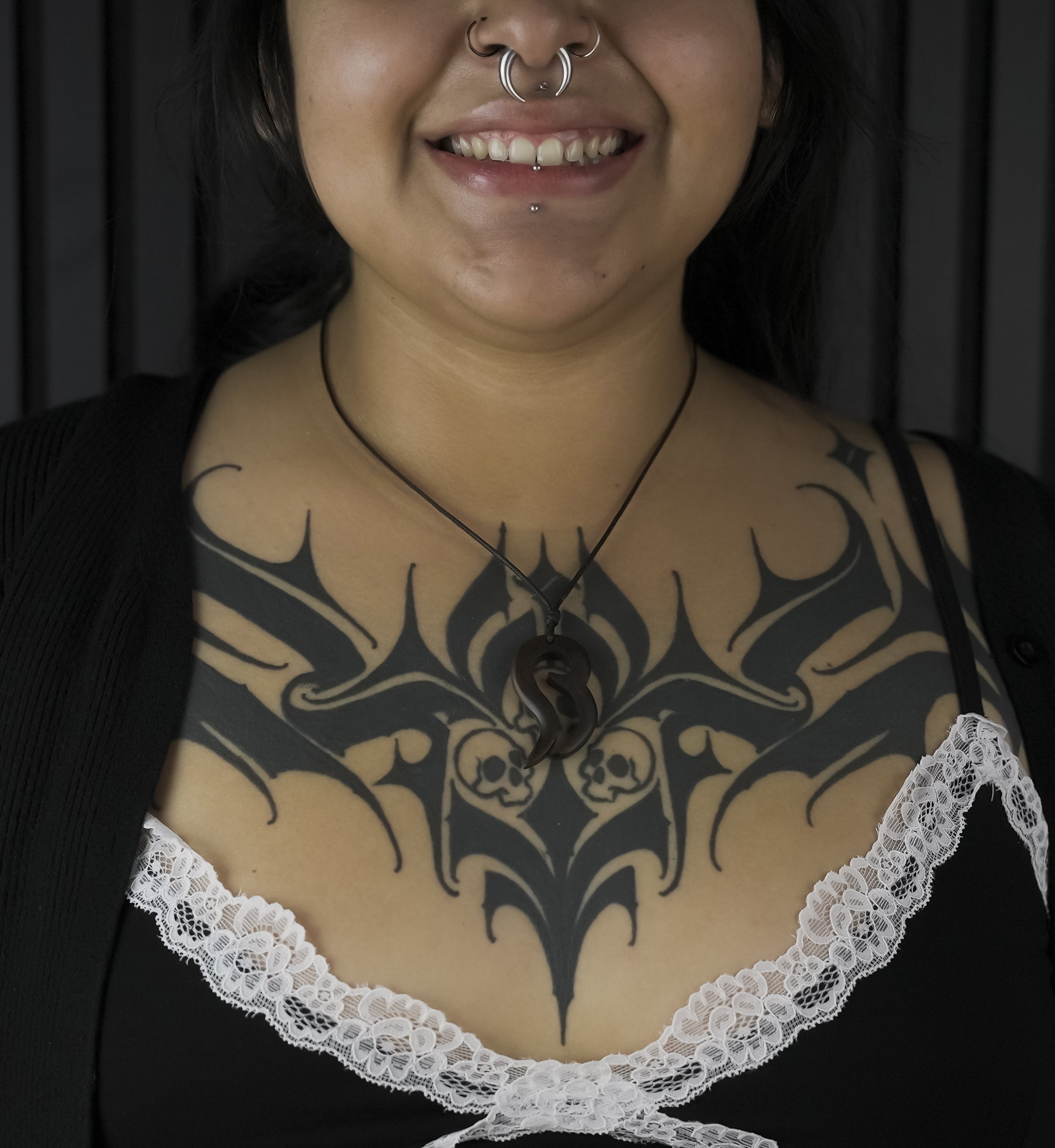 Double Spiral Narra Wood Pendant Necklace