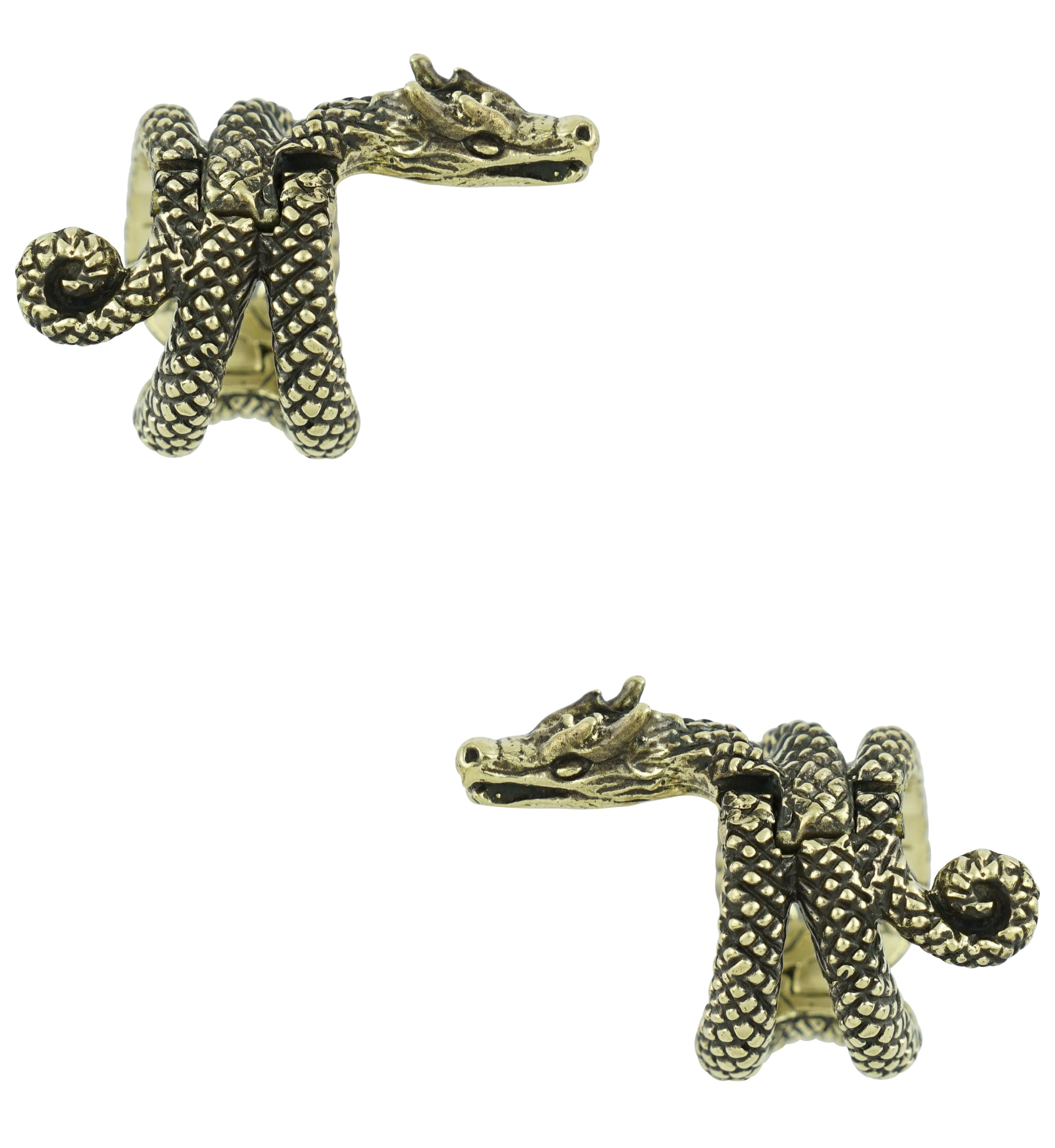 Dragon Wrap Brass Hinged Stretched Ear Cuffs
