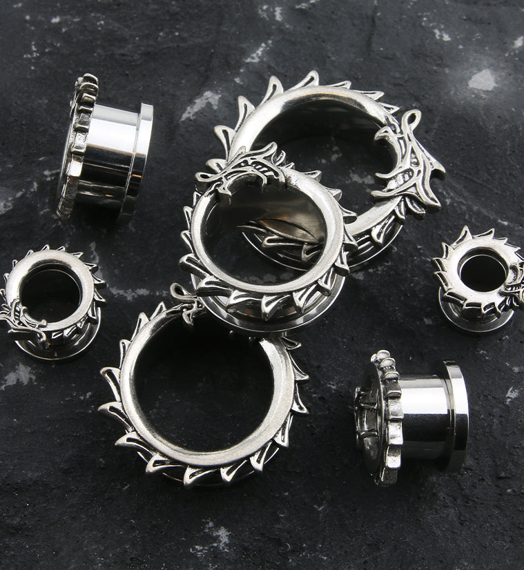 Dragon Wrap Stainless Steel Tunnel Plugs
