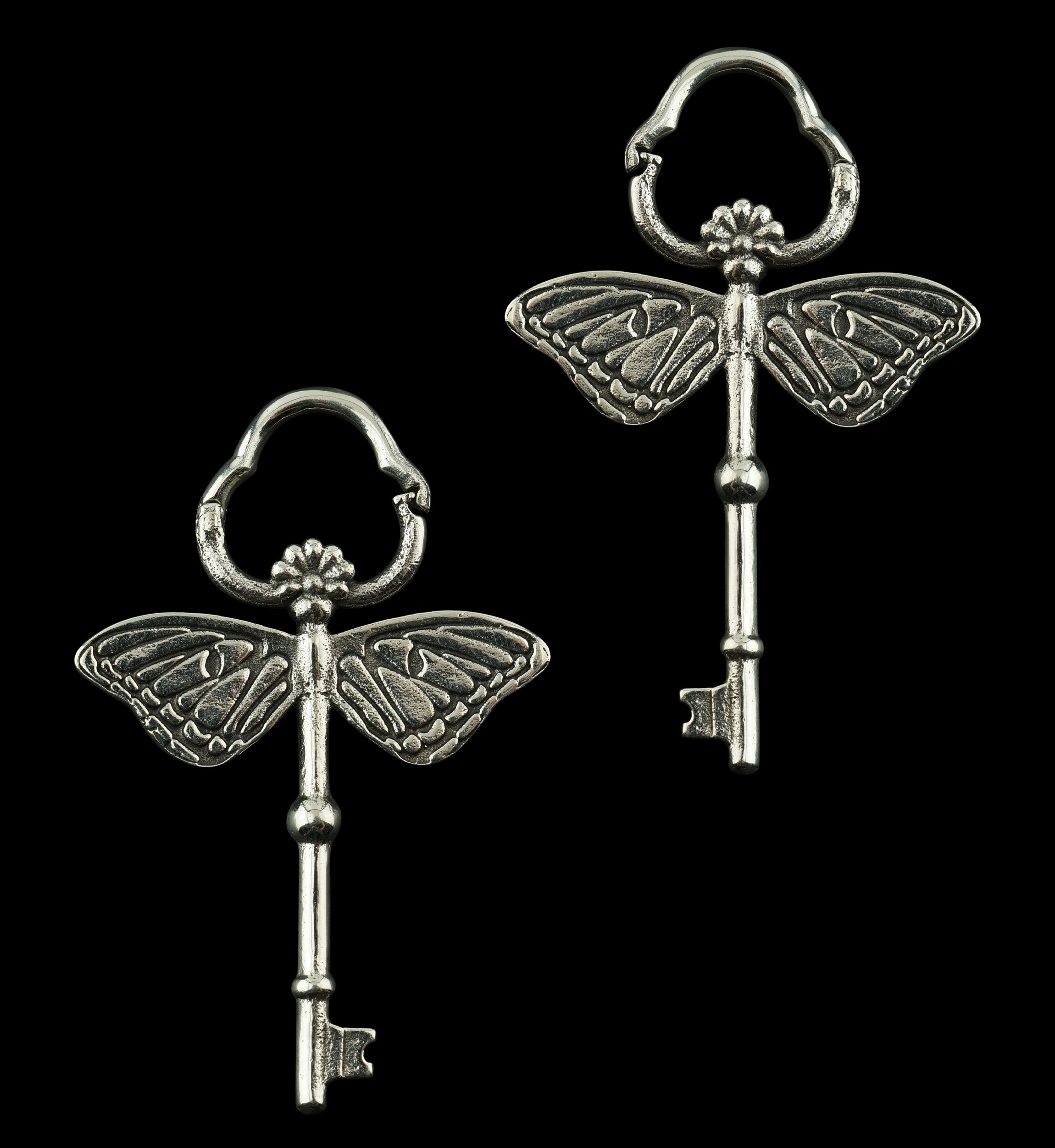 Dragonfly Key White Brass Hinged Ear Weights