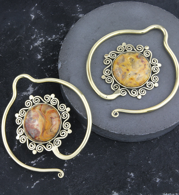 Drop Agate Stone Hoop Ear Weights