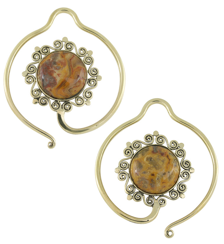 Drop Agate Stone Hoop Ear Weights