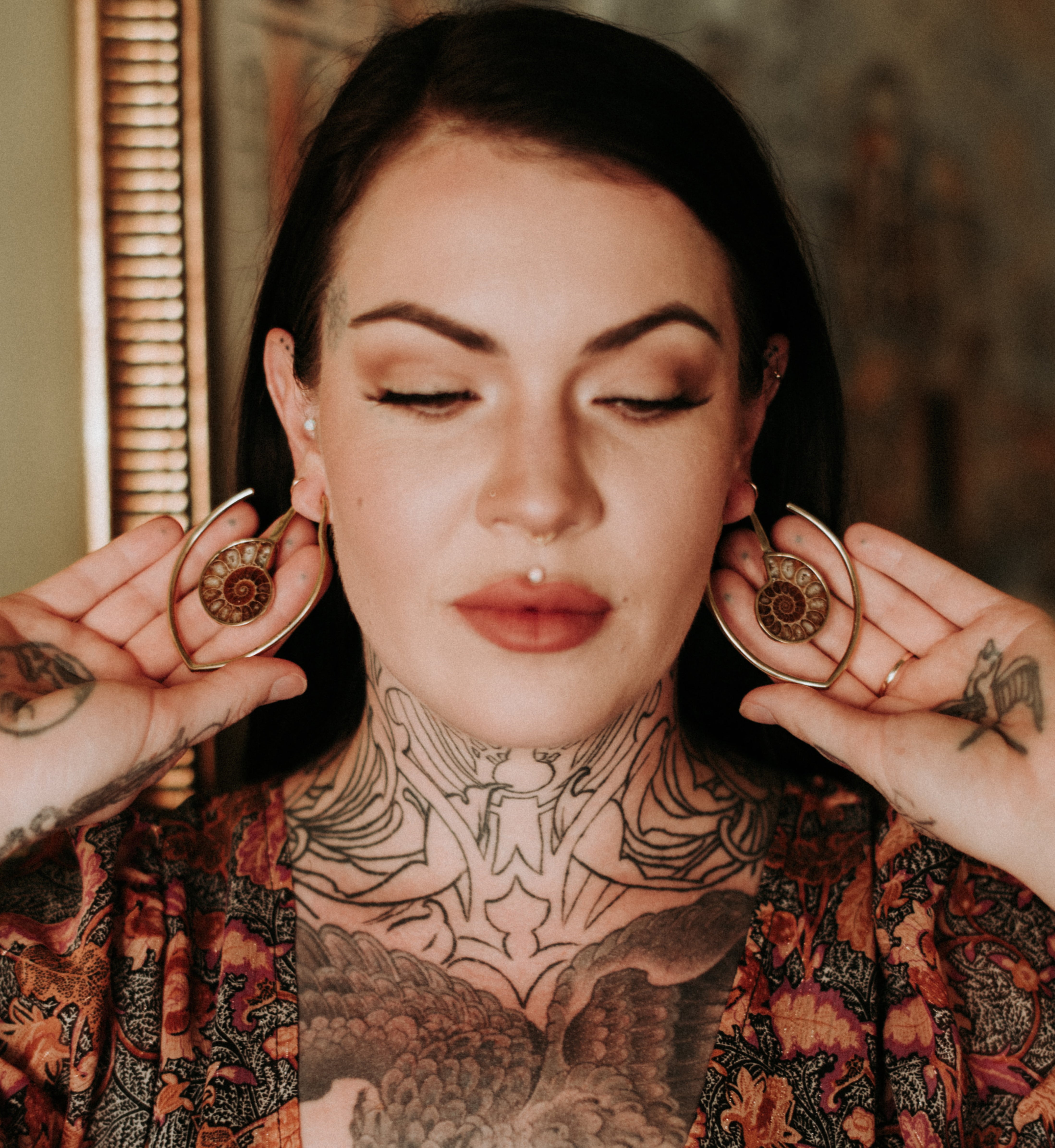 Drop Ammonite Fossil Teardrop Ear Weights