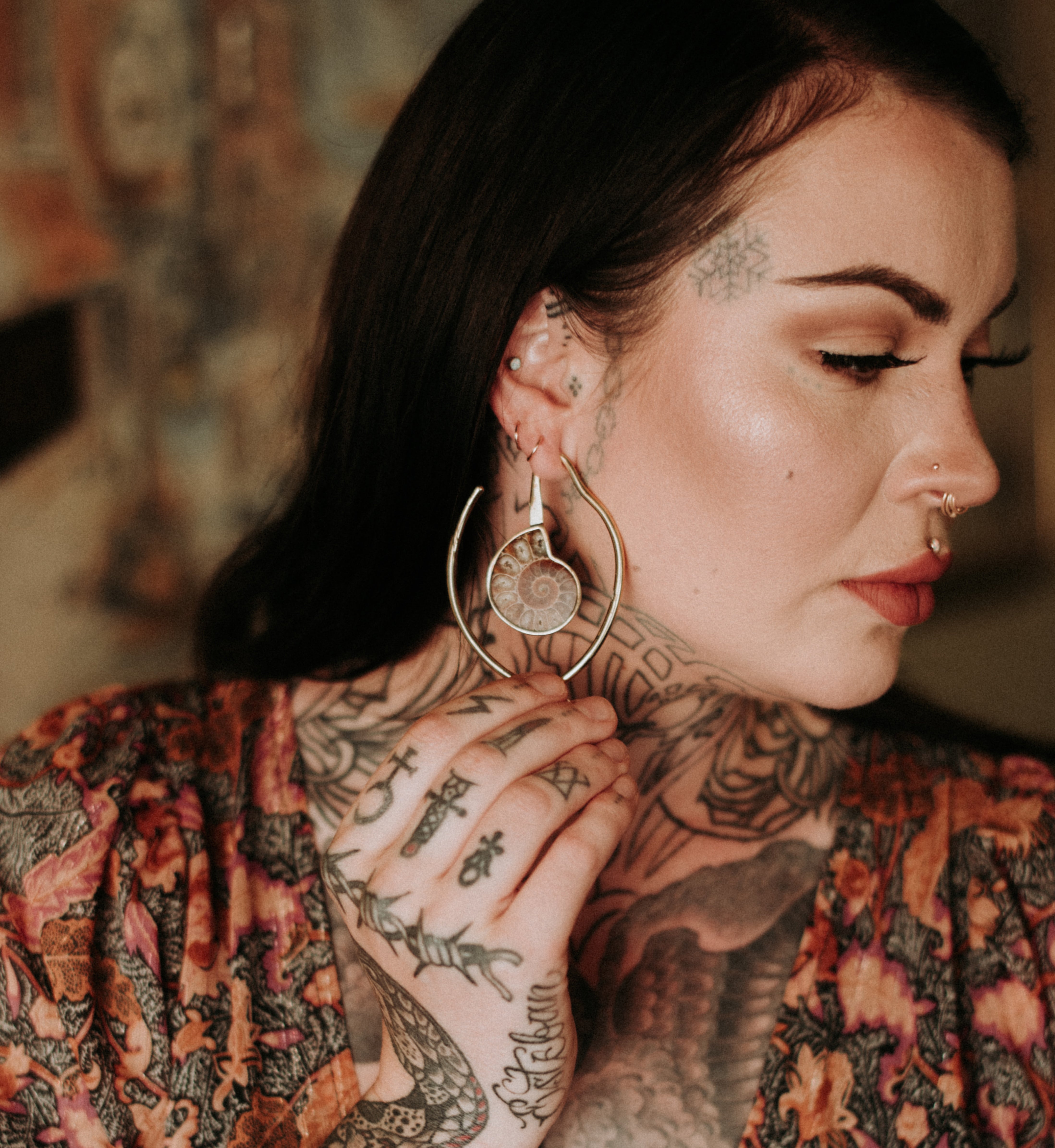 Drop Ammonite Fossil Teardrop Ear Weights