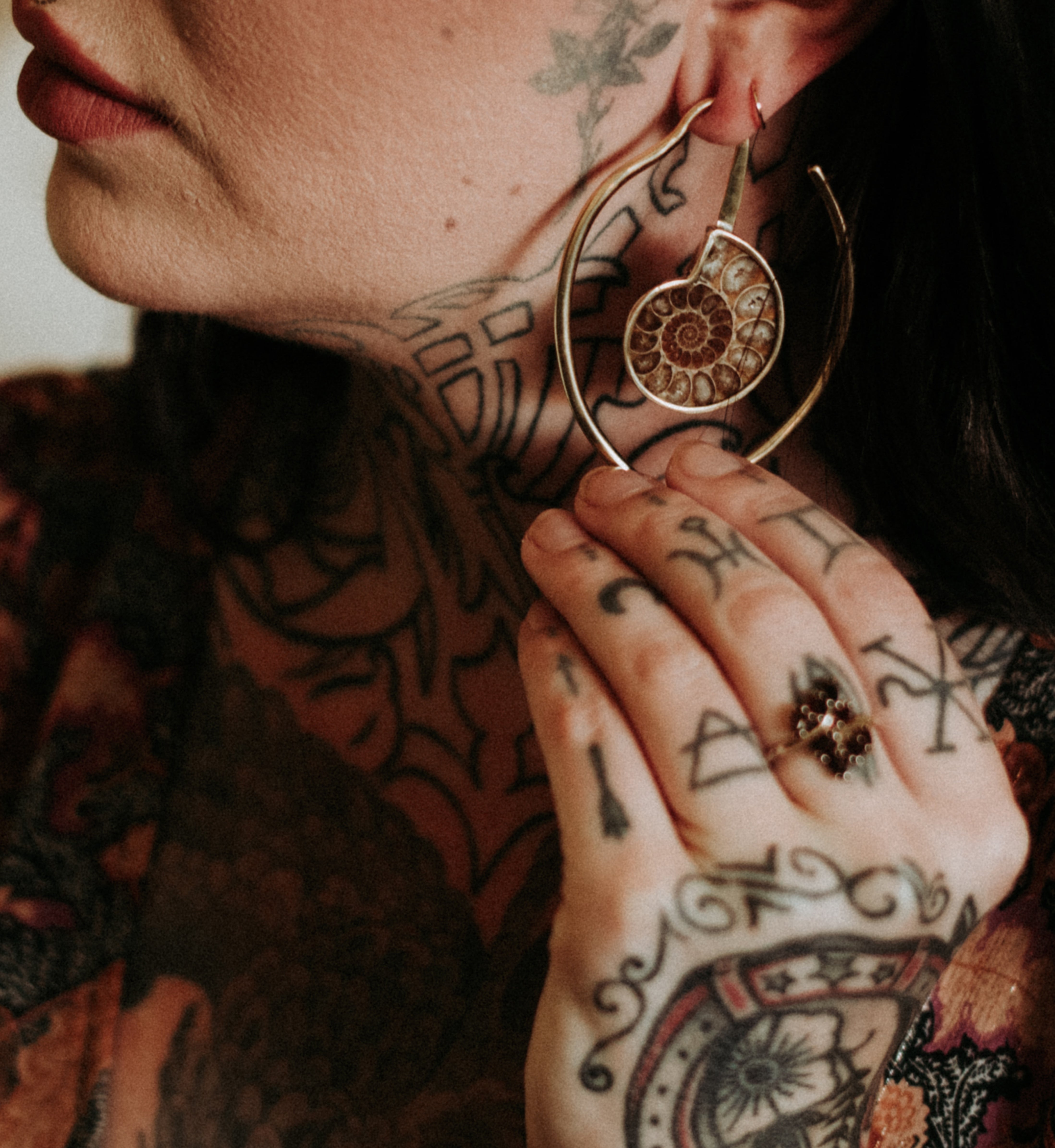 Drop Ammonite Fossil Teardrop Ear Weights