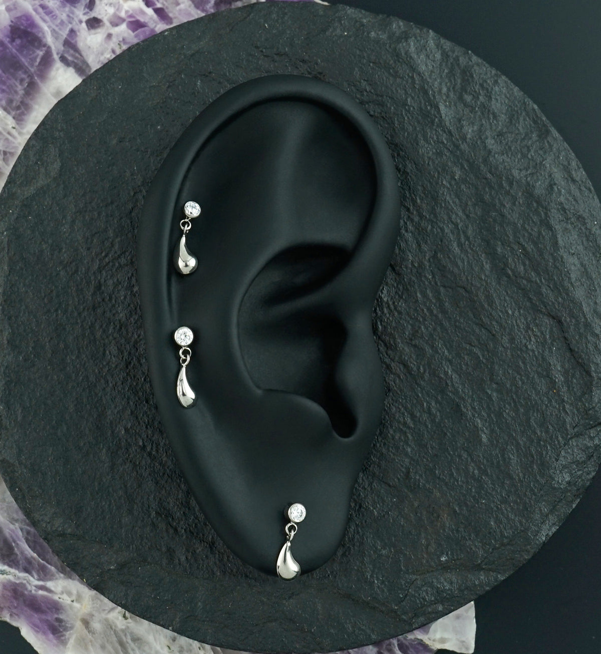 Droplet CZ Dangle Titanium Threadless Top