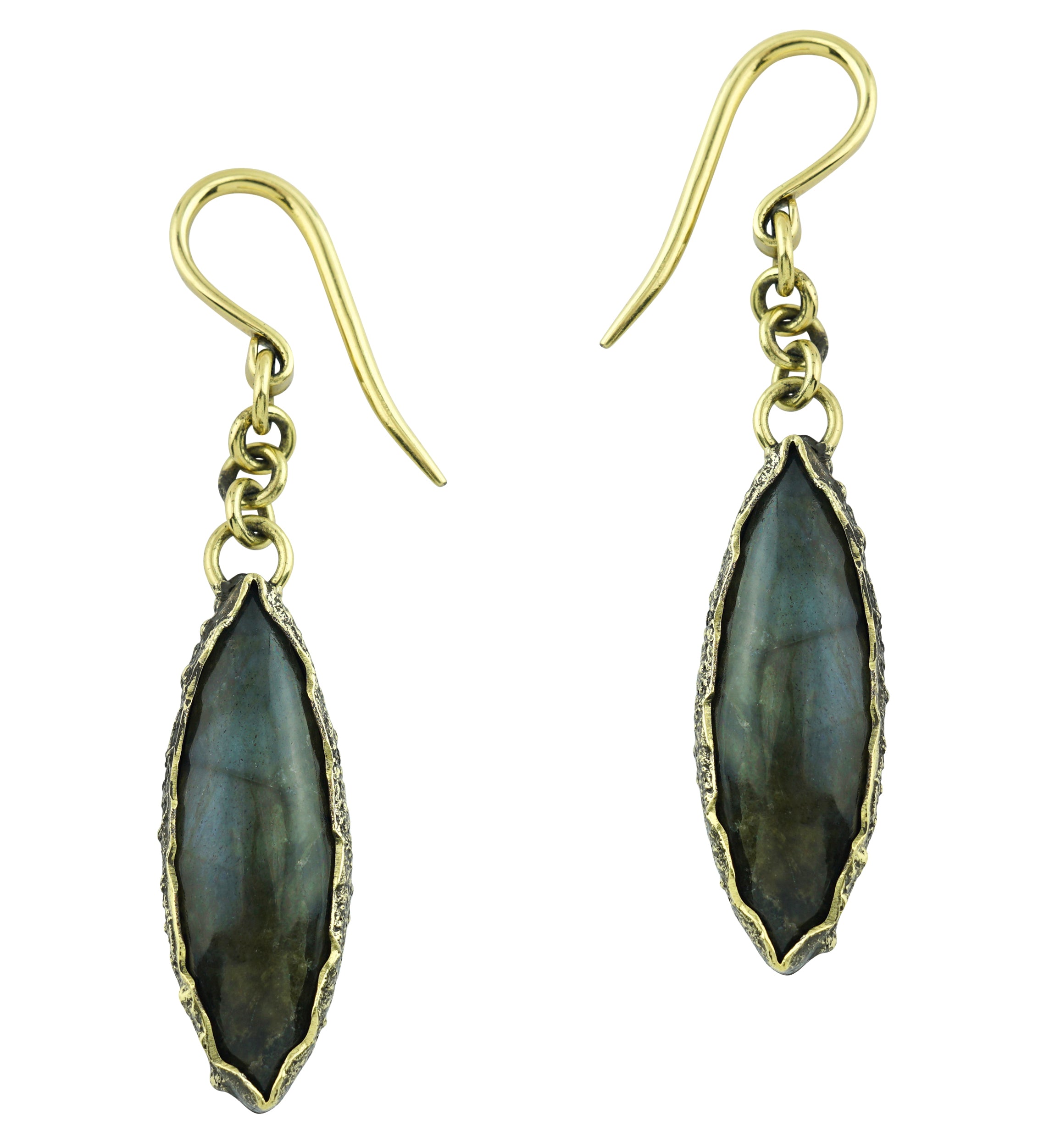 Droplet Labradorite Stone Hanging Brass Earrings/Hangers