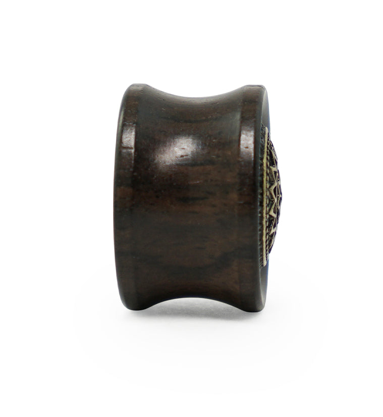 Ebony Wood Plugs Geometric Sun Inlay