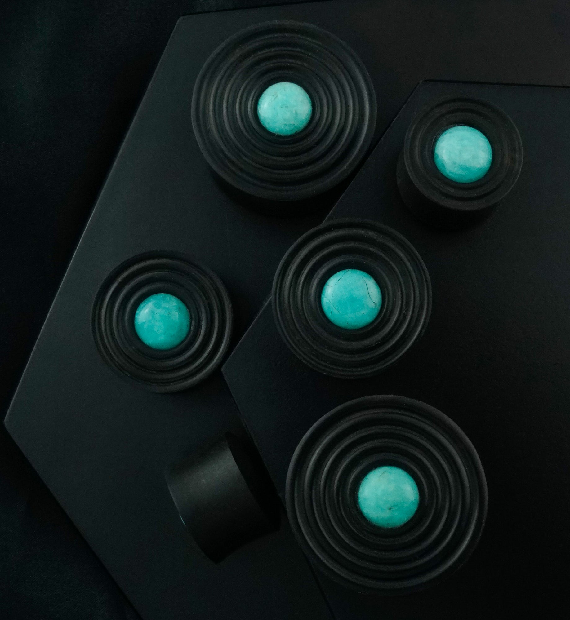 Ecliptic Amazonite Stone Areng Wood Double Flare Plugs