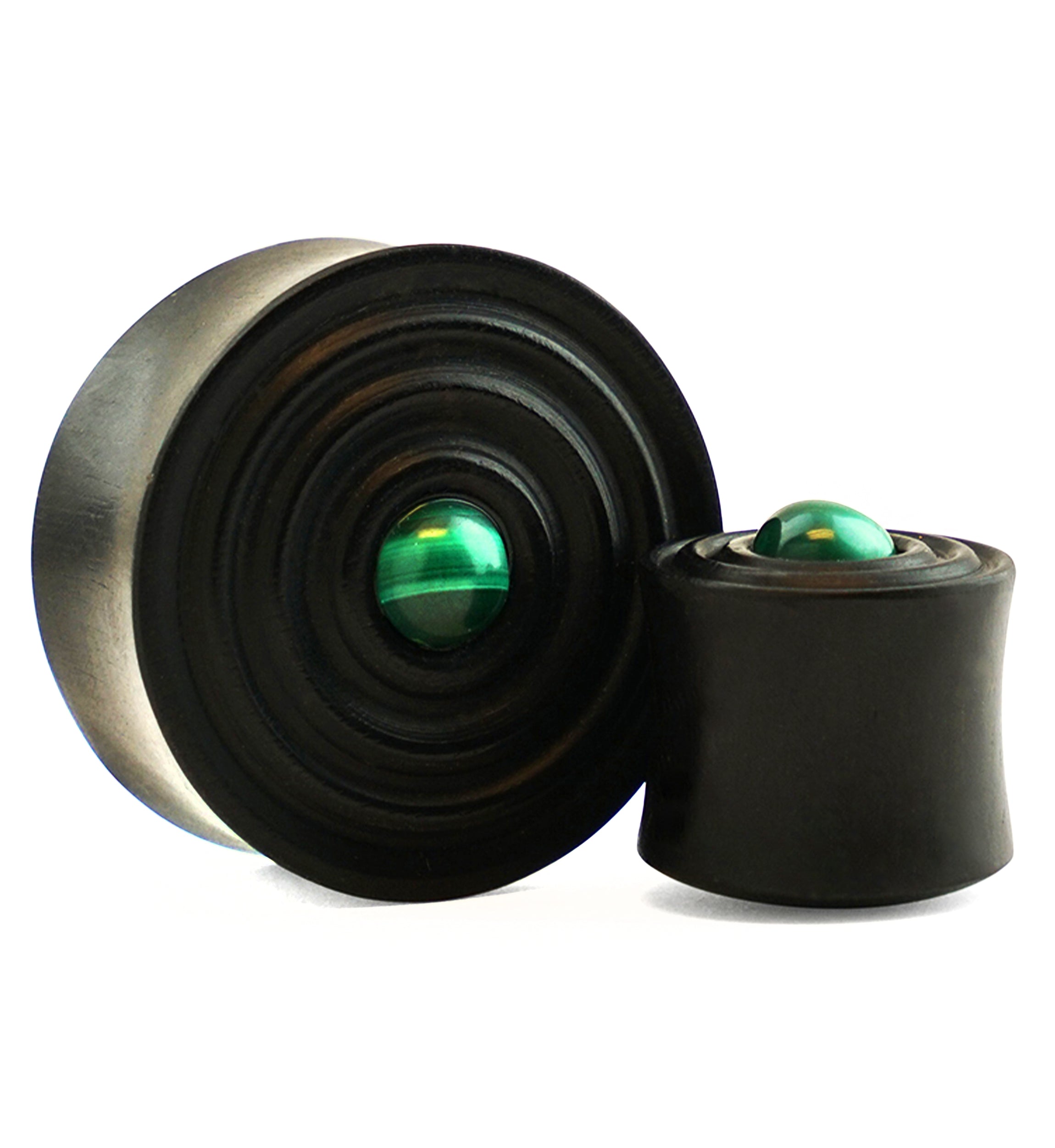 Ecliptic Areng Wood Plugs With Malachite Inlay