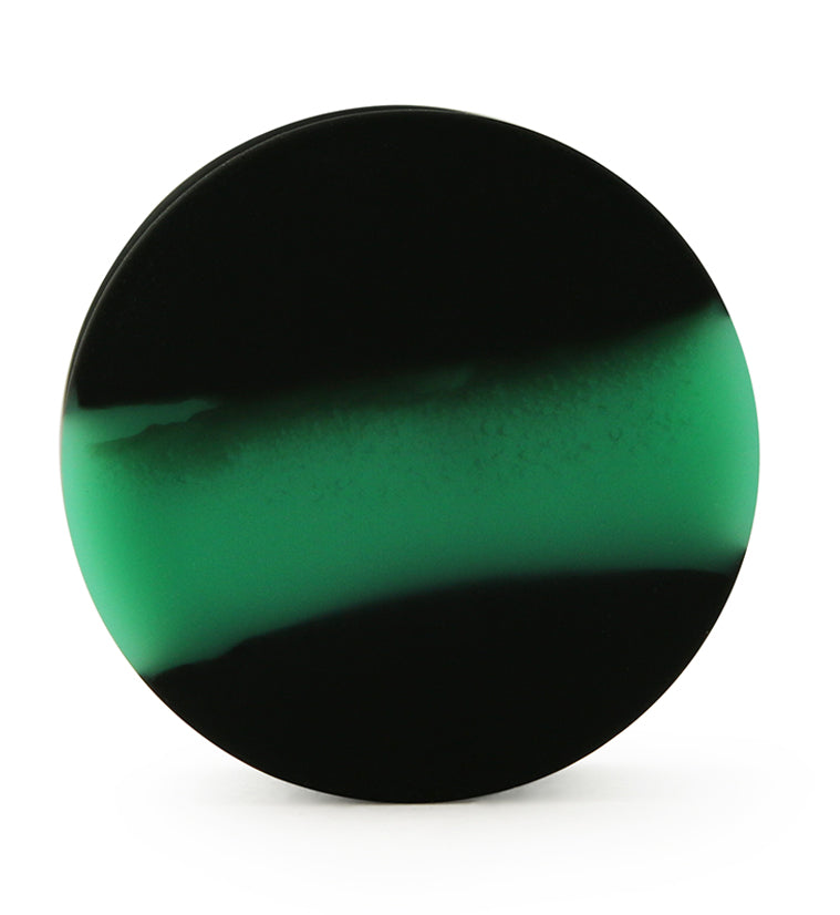 Emerald And Black Double Flare Silicone Plugs