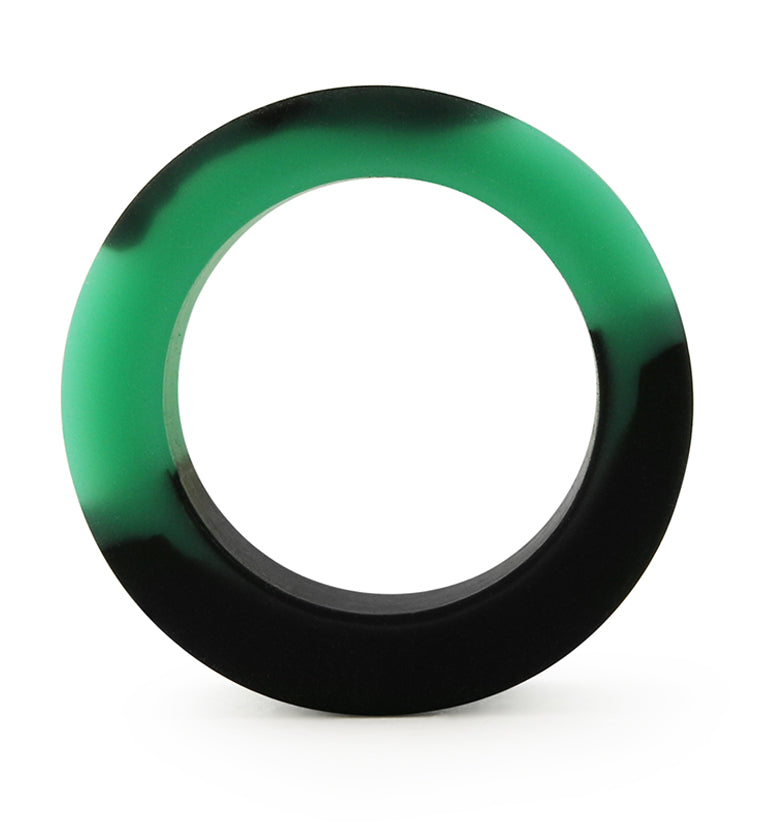 Emerald And Black Double Flare Silicone Tunnel Plugs