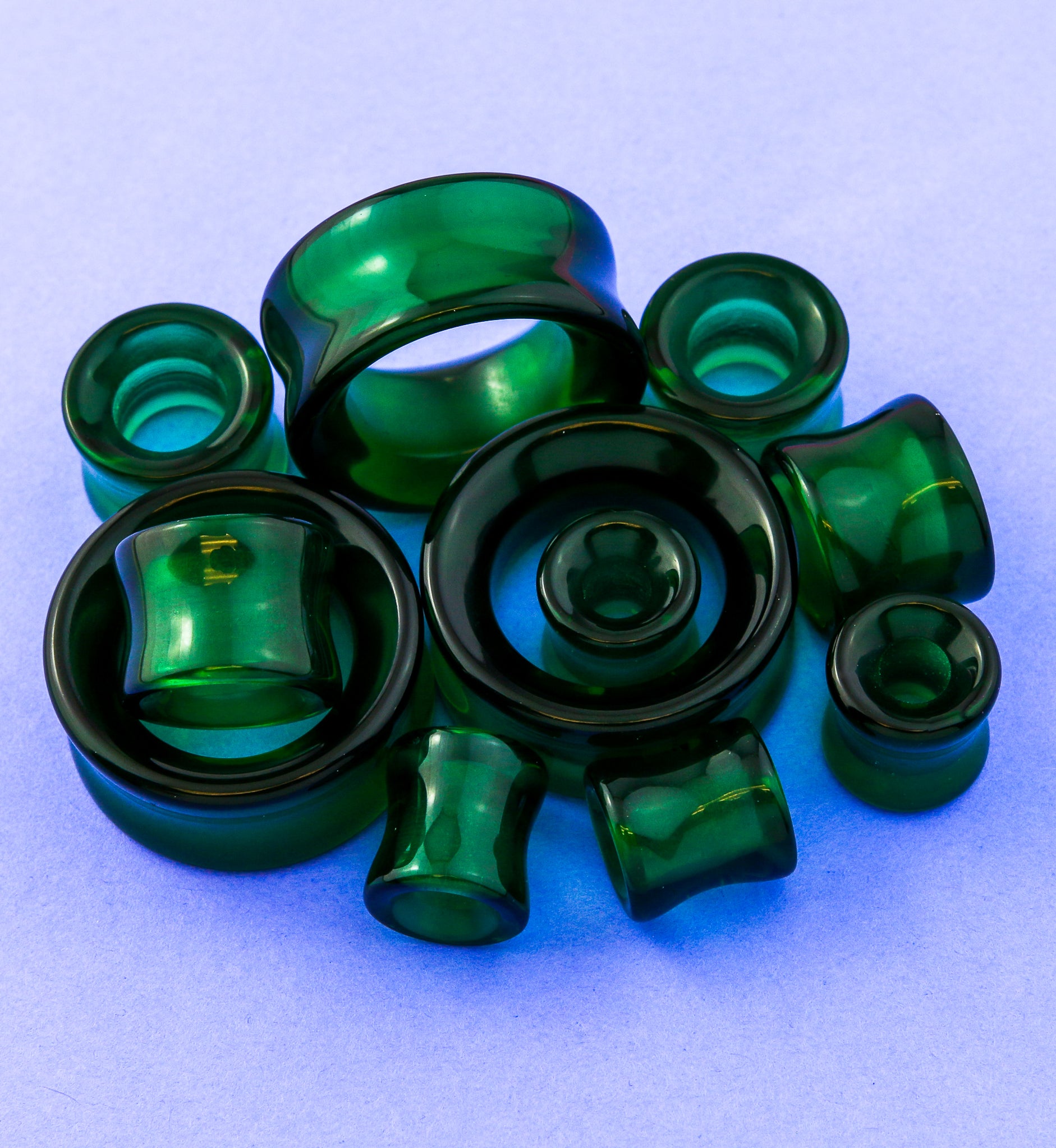 Emerald Green Glass Tunnel Plugs