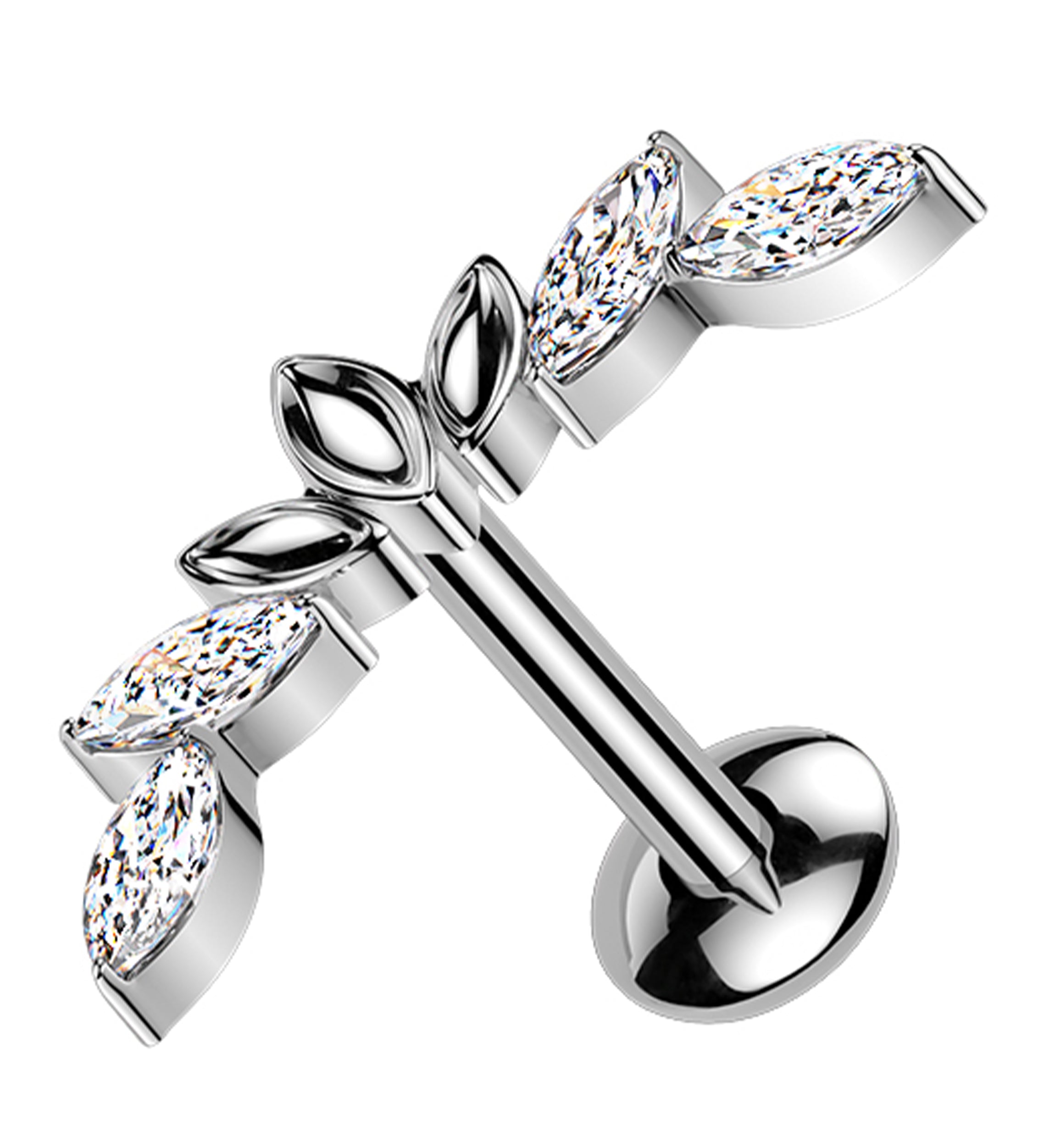 Empress Arch Clear CZ Internally Threaded Titanium Convex Disk Labret