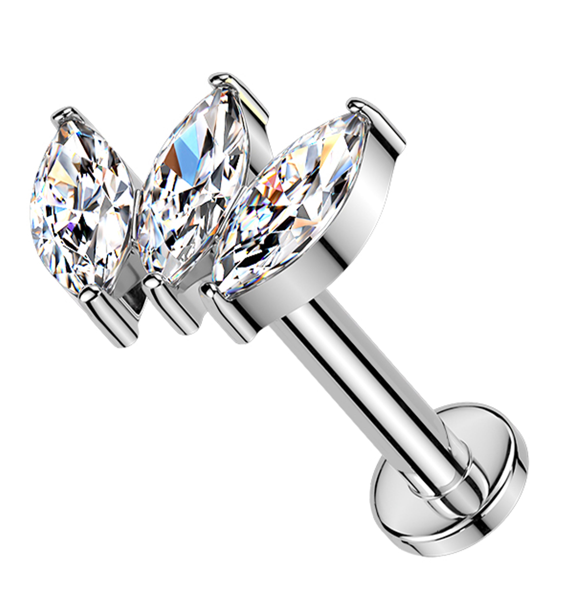 Empress Clear CZ Threadless Titanium Flat Disk Labret