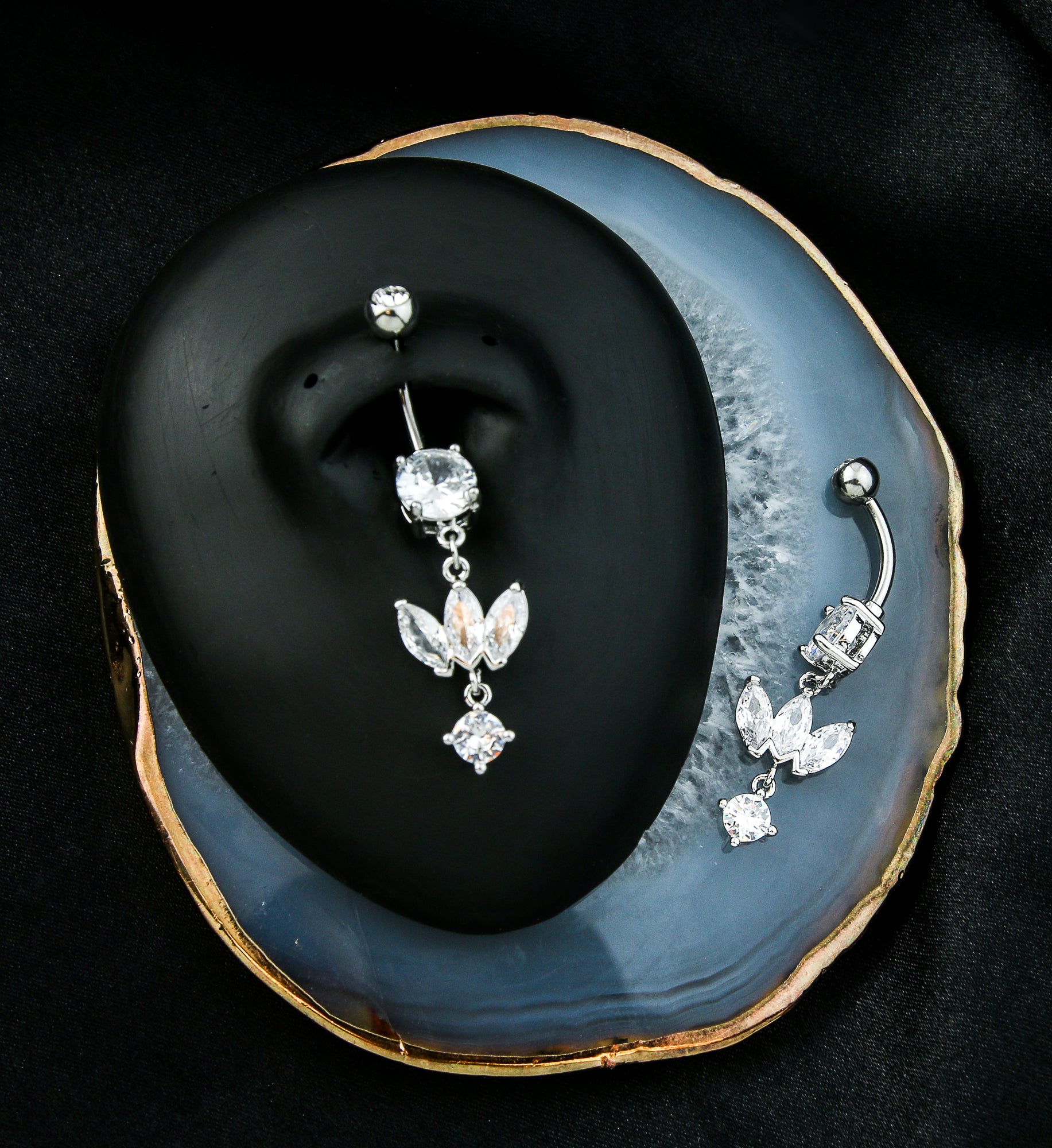 Empress Dangle Clear CZ Stainless Steel Belly Button Ring