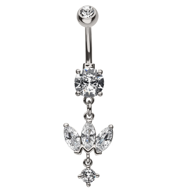 Empress Dangle Clear CZ Stainless Steel Belly Button Ring