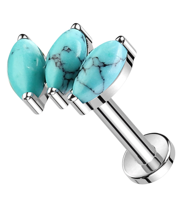 Empress Howlite Turquoise Stone Internally Threaded Titanium Labret