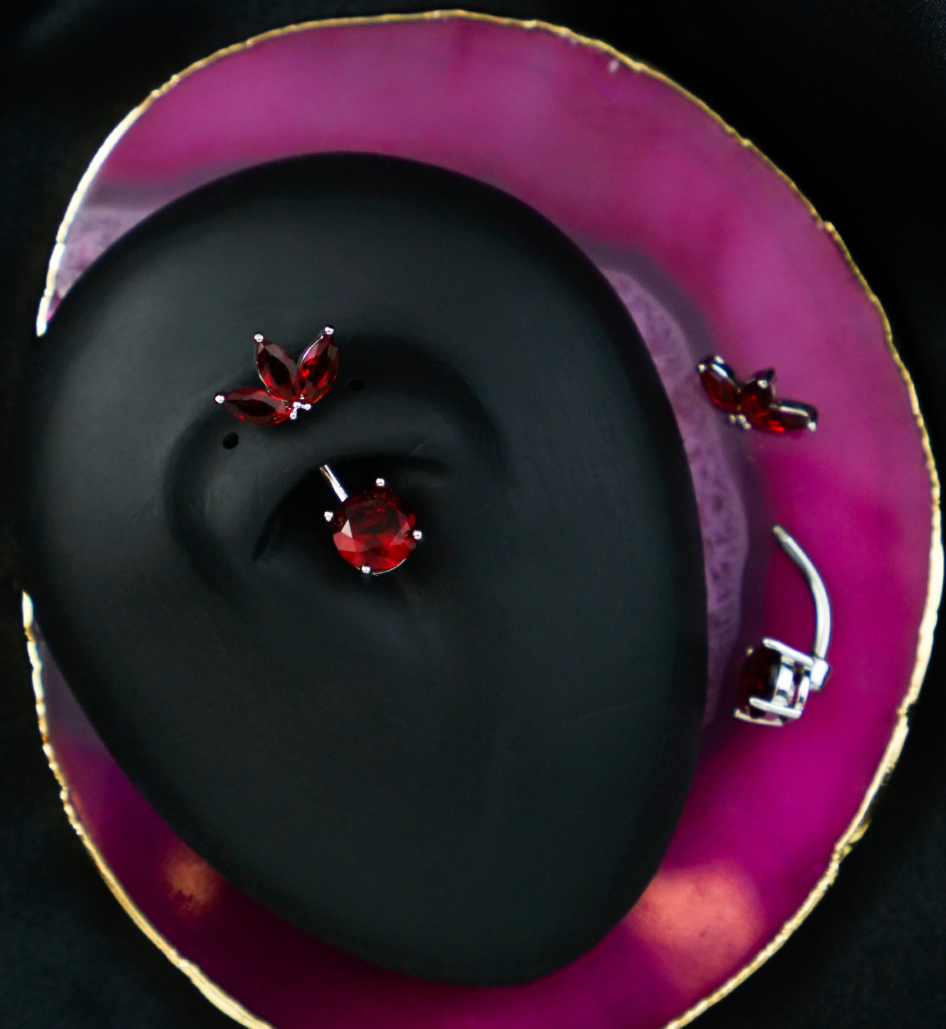 Empress Top Red CZ Stainless Steel Belly Button Ring