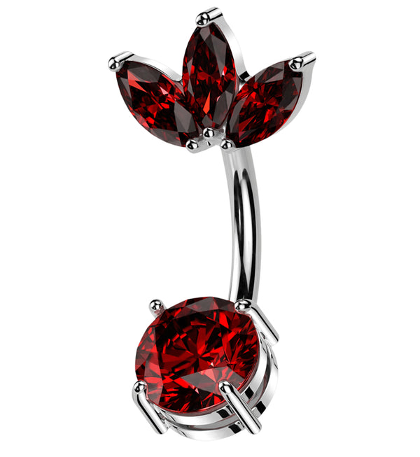 Empress Top Red CZ Stainless Steel Belly Button Ring