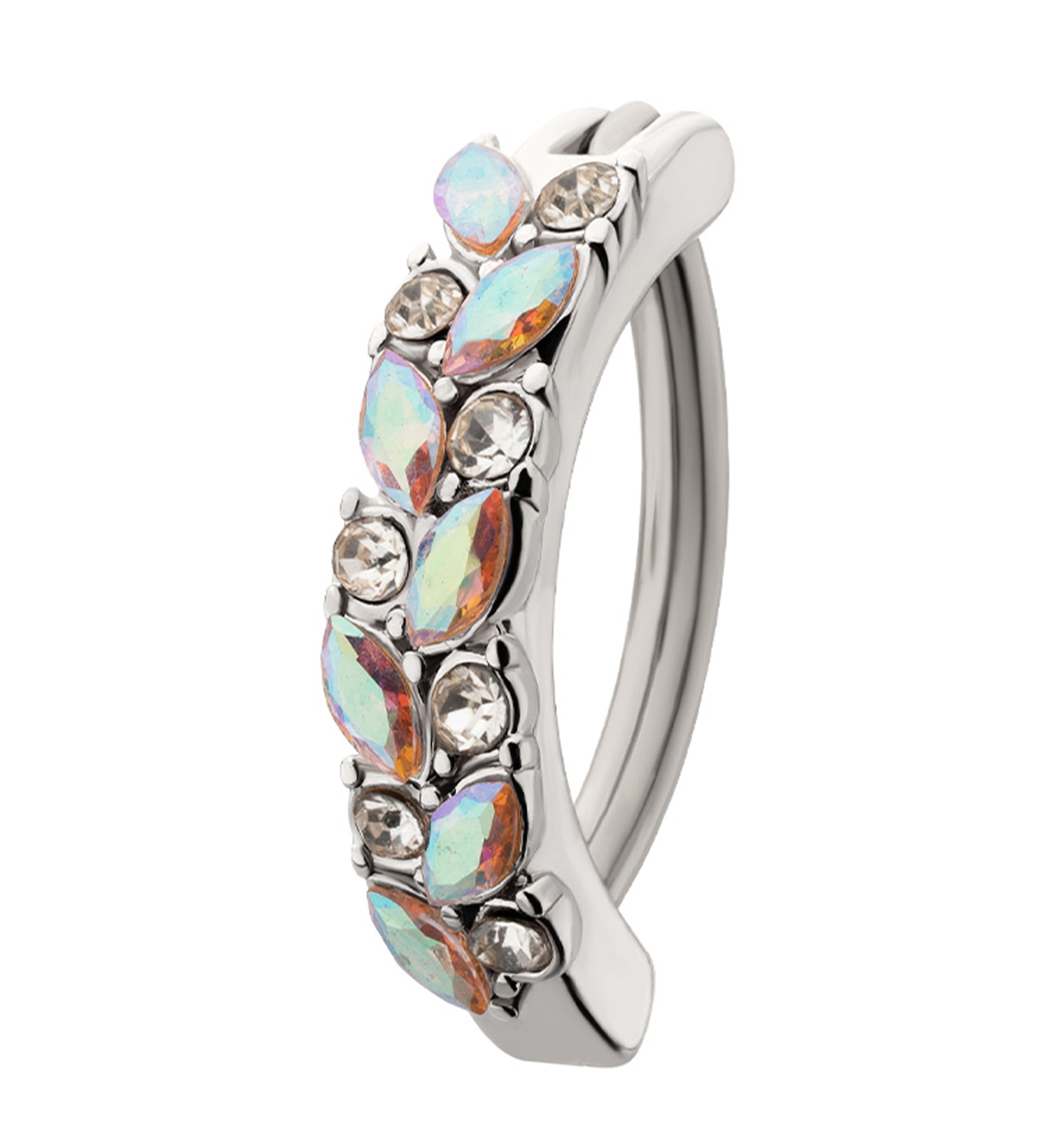 Enchantress Clear CZ Stainless Steel Hinged Belly Button Ring