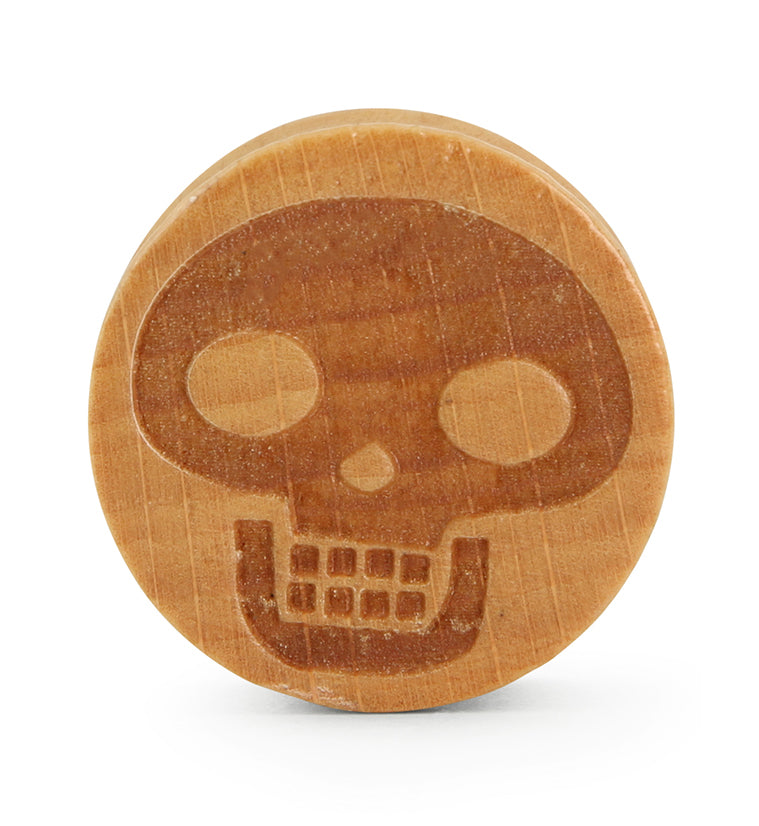 Skull Engraved Wood Plugs