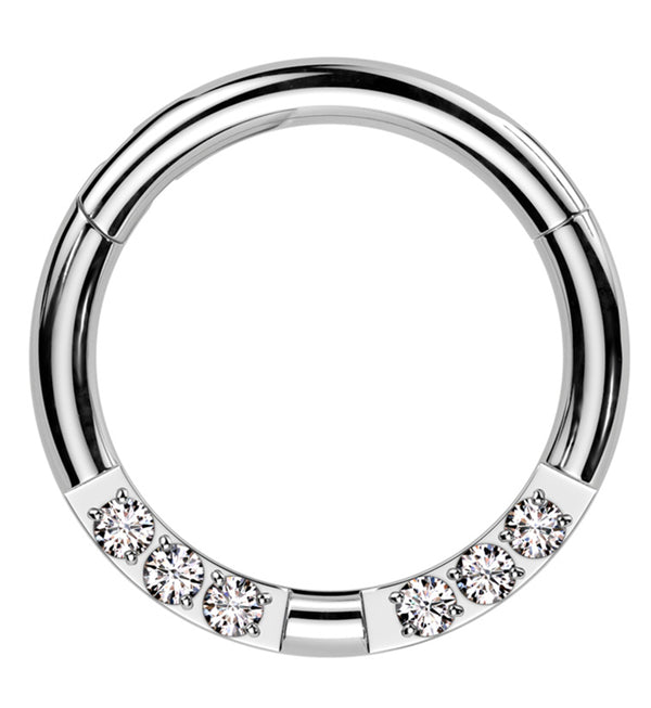 Ethereal Front Facing Clear CZ Stainless Steel Hinged Segment Ring