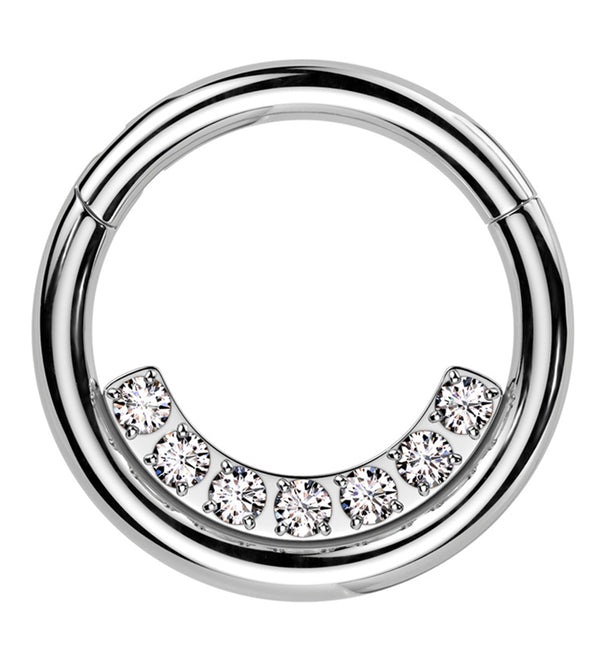 Ethereal Inner Clear CZ Row Stainless Steel Hinged Segment Ring