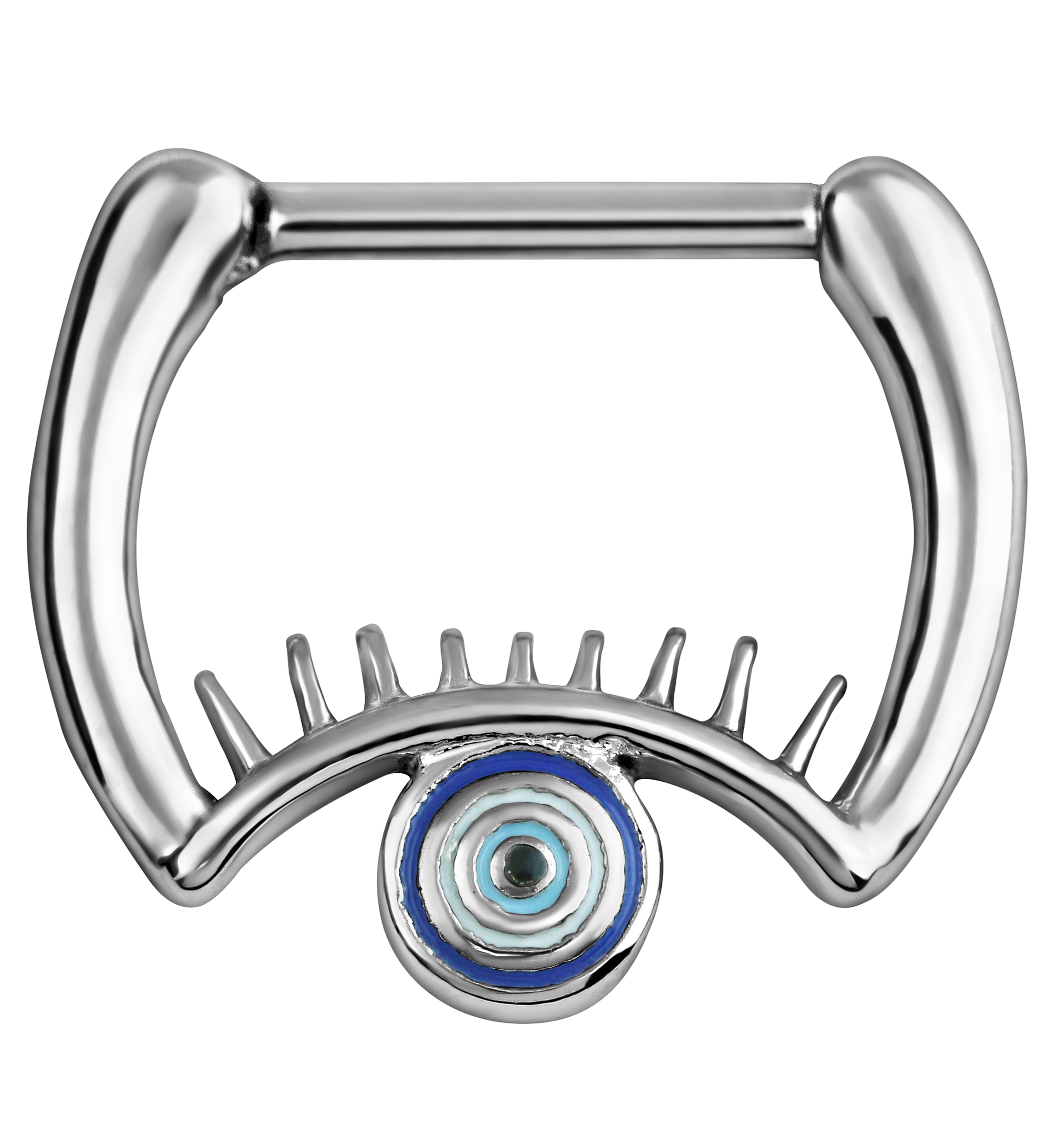 Evil Eye Stainless Steel Straight Hinged Segment Ring