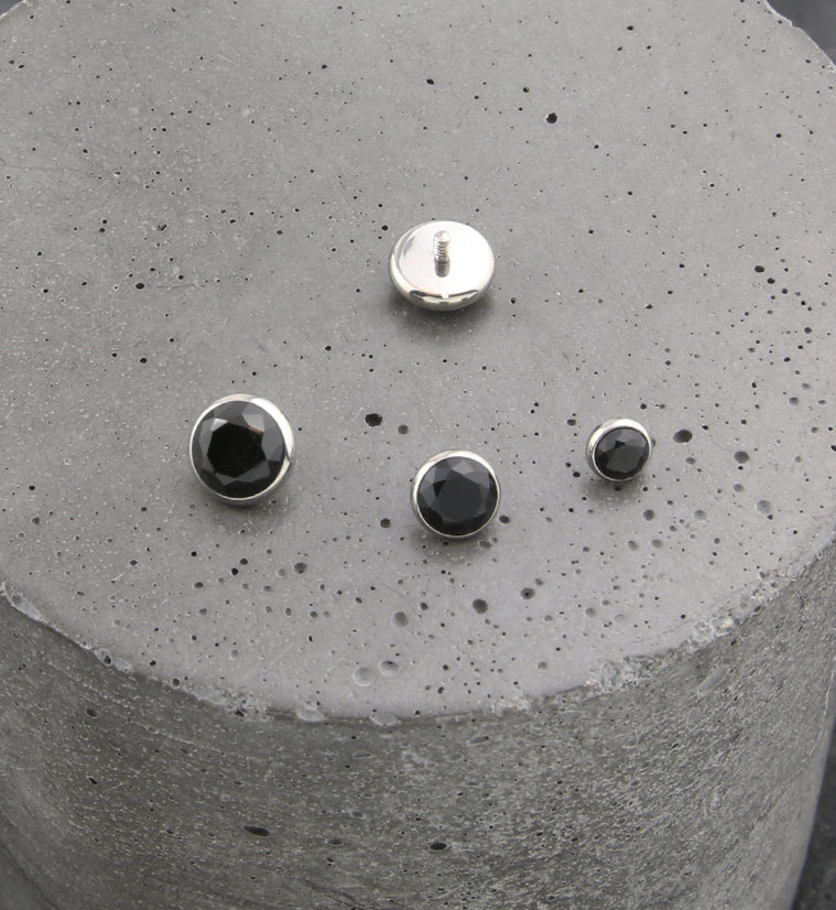 Faceted Black Onyx Stone Titanium Internally Threaded Top