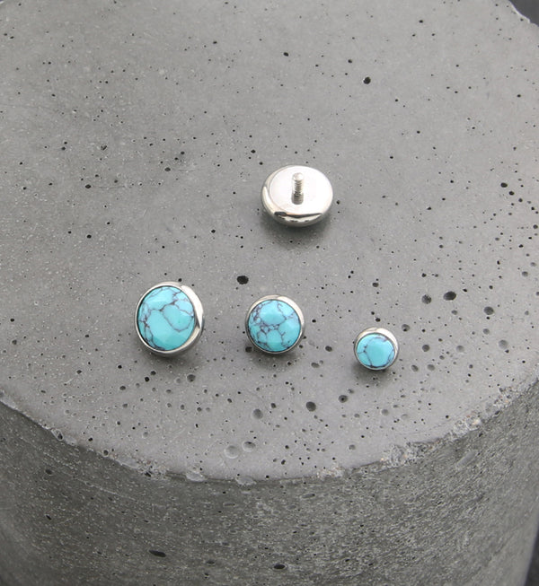 Faceted Faux Turquoise Stone Titanium Internally Threaded Top