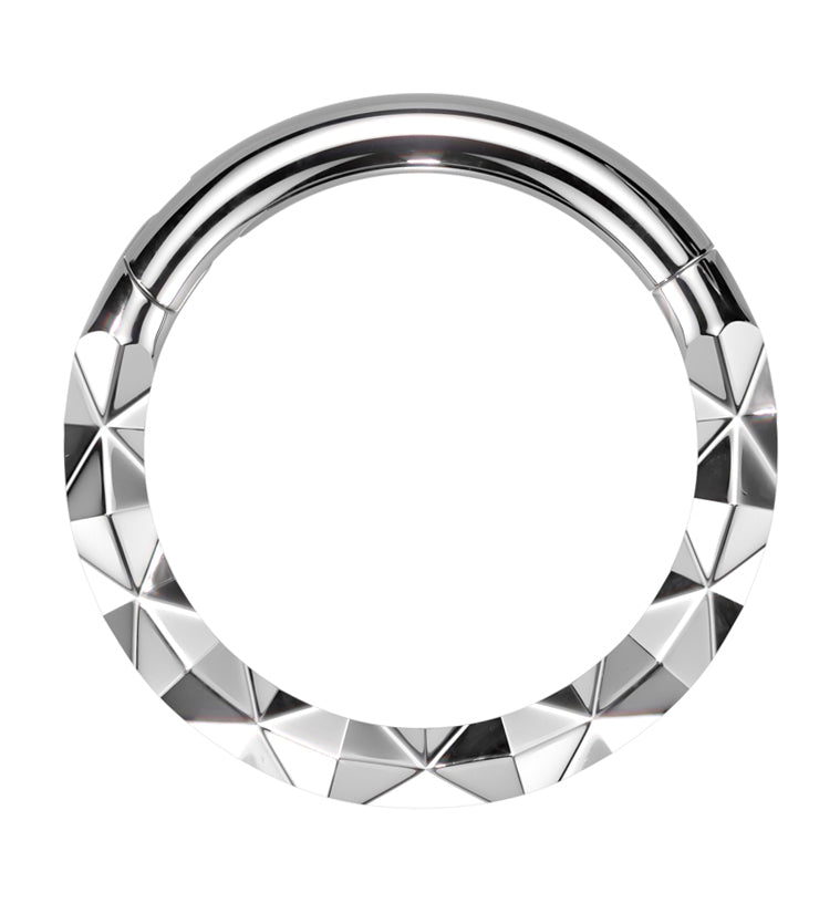 Faceted Front Stainless Steel Hinged Segment Ring