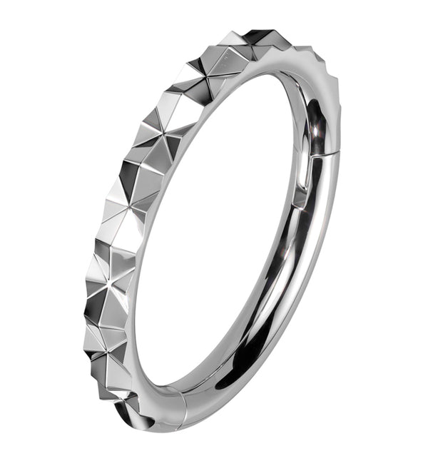 Faceted Side Stainless Steel Hinged Segment Ring